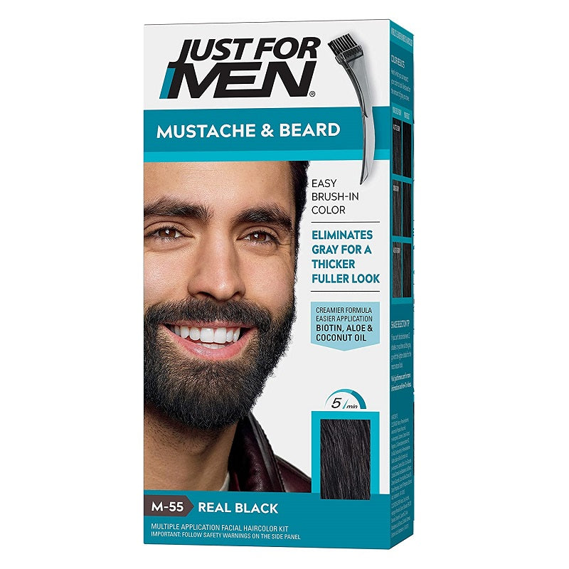 Just For Men Mustache & Beard Brush-In Color for Natural Grey Blending Kit for Men
