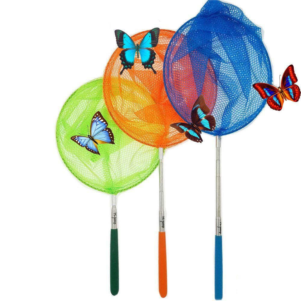 M-jump 3-Pack Telescopic Butterfly Nets – Extendable 6.8 to 34 Inches for Insects and Small Fish