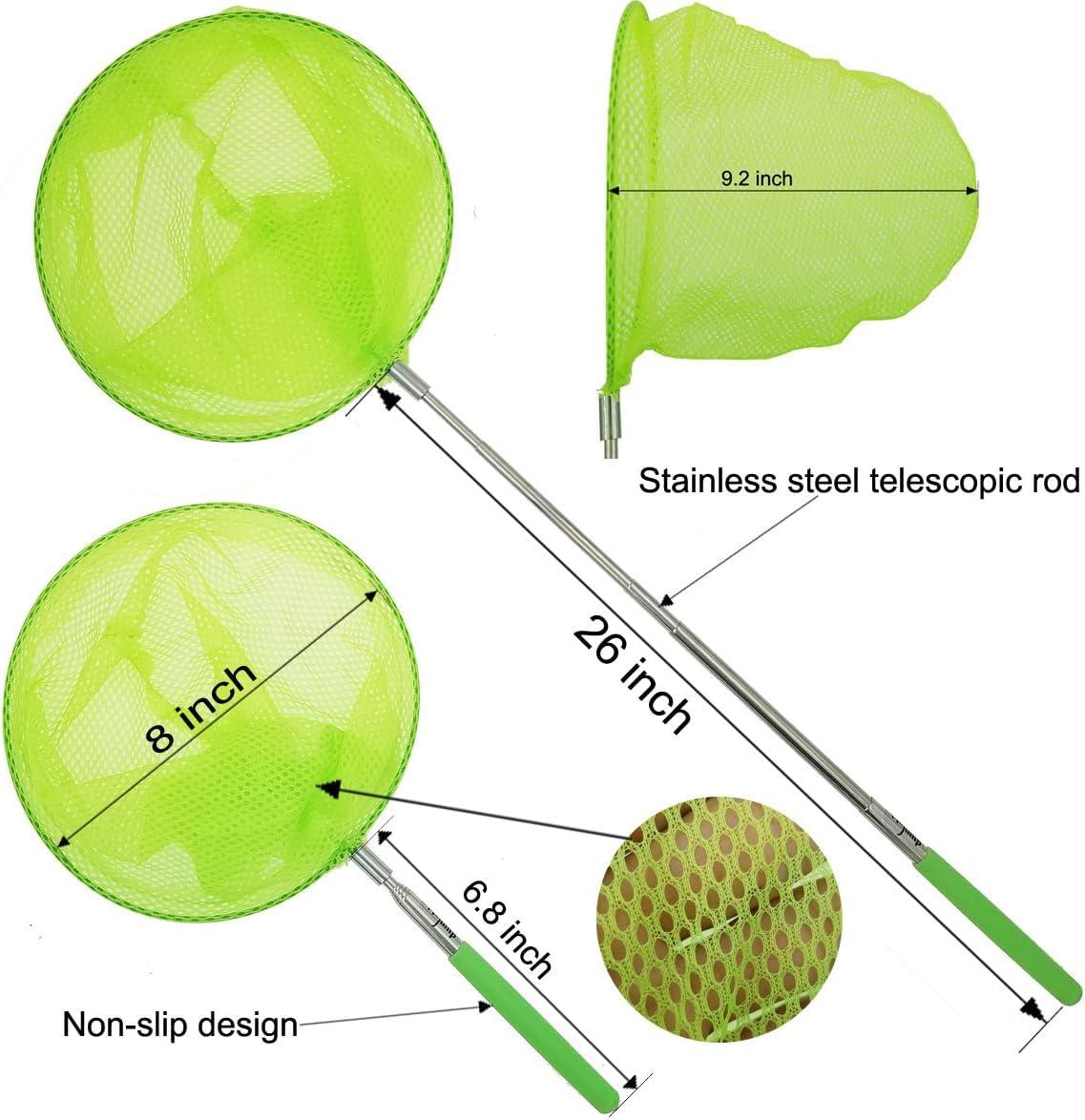 M-jump 2 Pack Kids Telescopic Butterfly Nets – Extendable 34in, Anti-Slip Grip