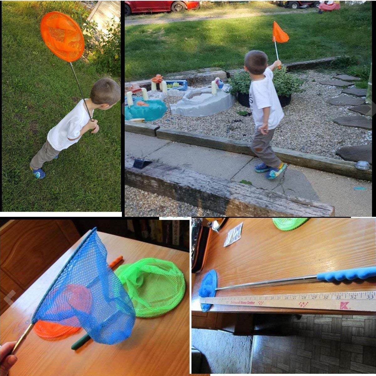 M-jump 3-Pack Telescopic Butterfly Nets – Extendable 6.8 to 34 Inches for Insects and Small Fish