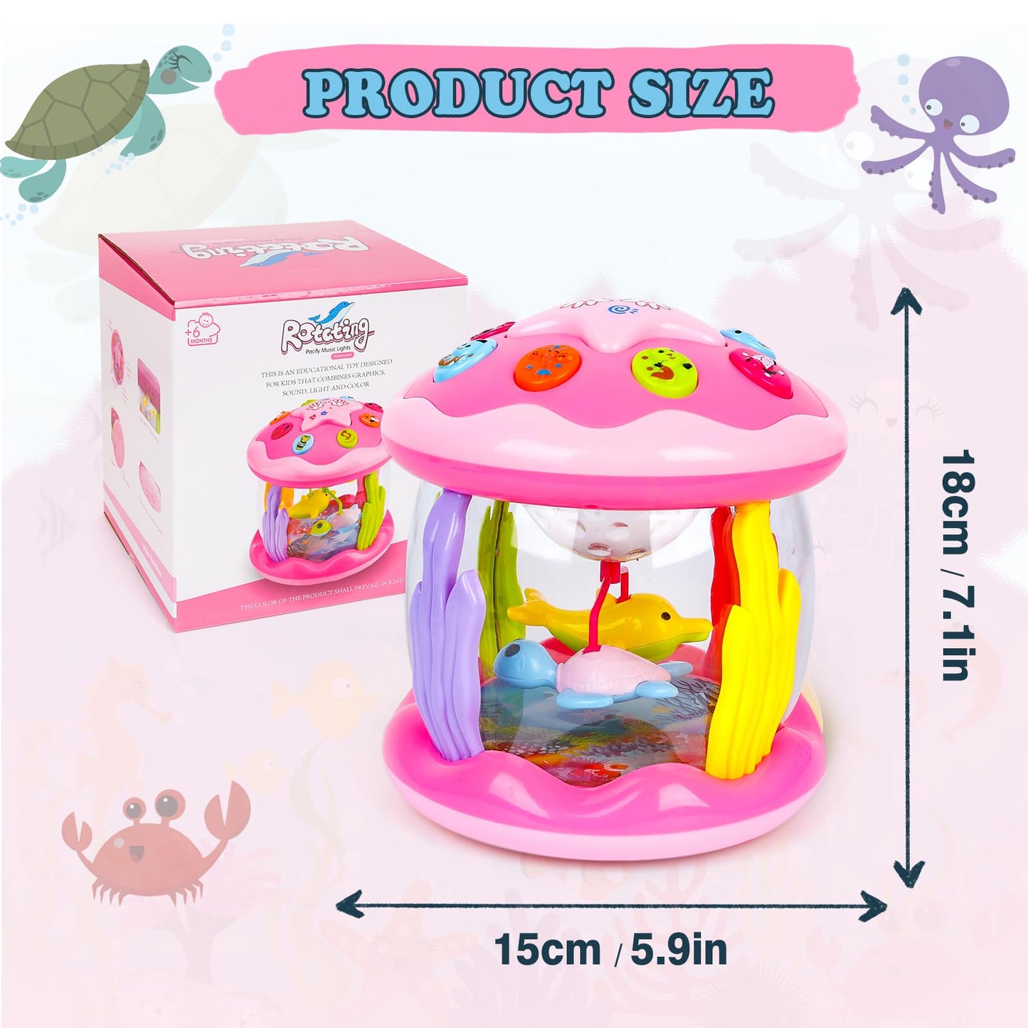 M SANMERSEN Ocean Rotating Projector Toy for Babies 6-12 Months