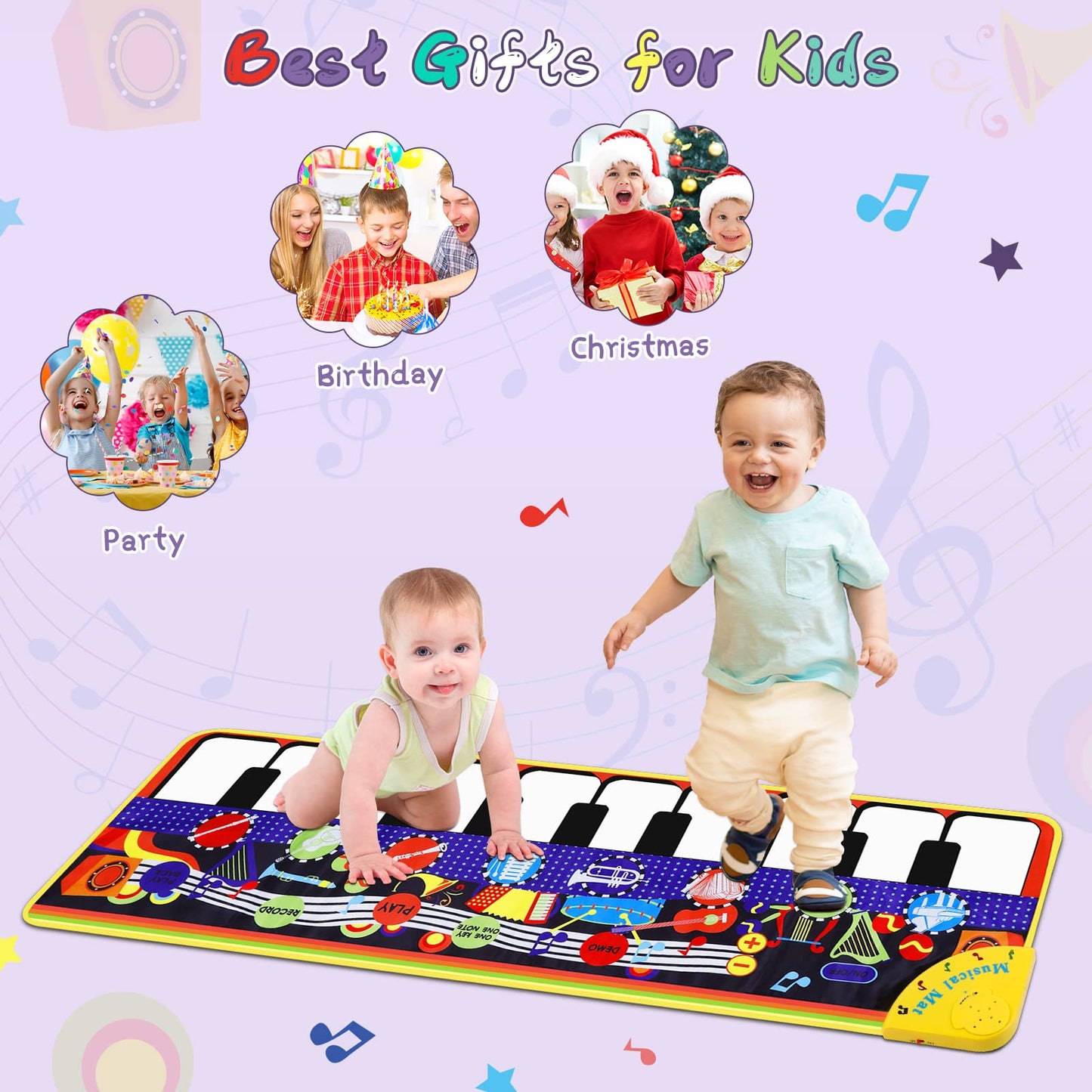 M SANMERSEN Musical Piano Mat for Toddlers – 28 Sounds Floor Keyboard & Dance Playmat