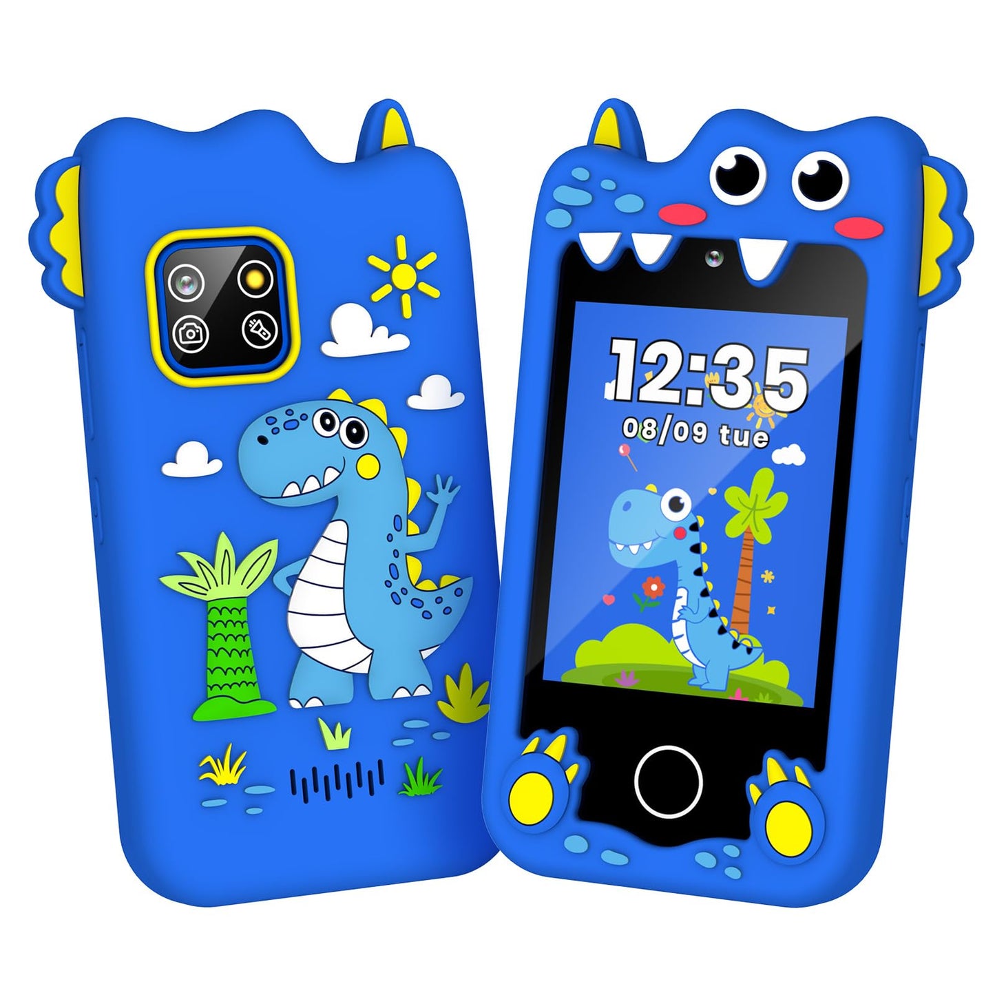 M SANMERSEN Dinosaur Kids Smartphone for Ages 3-6 | 2.8” Touchscreen, 28 Games, Dual Camera, 32GB Card