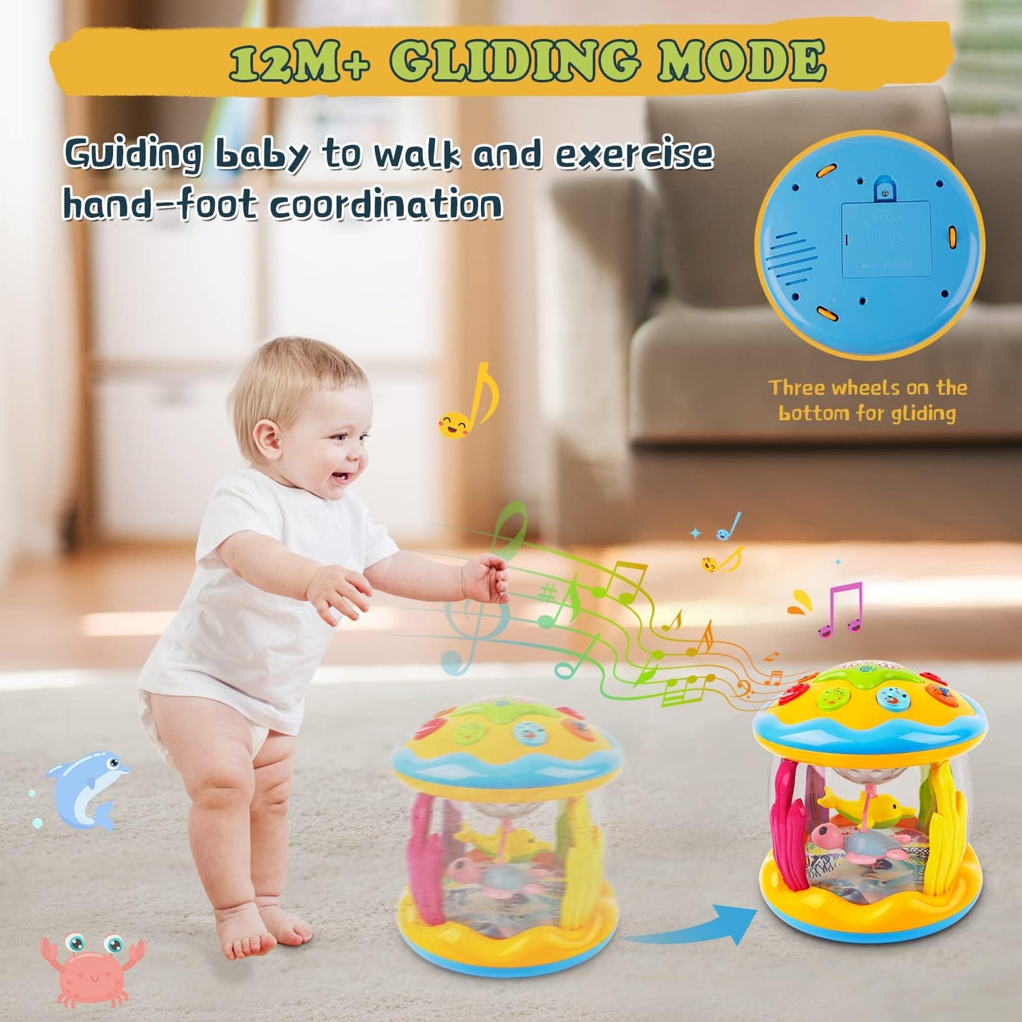M SANMERSEN Ocean Lights Up Musical Baby Toy for 6-18 Months