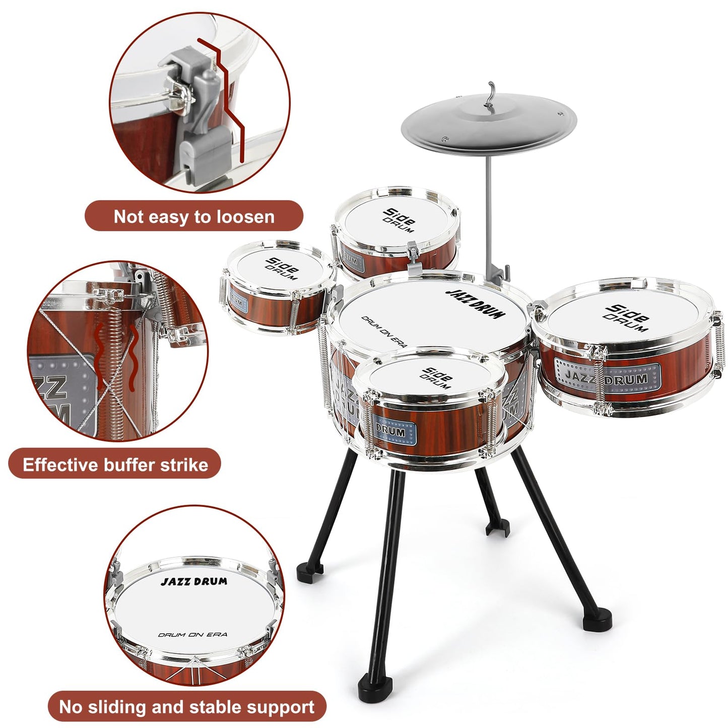 M SANMERSEN 8-Piece Toddler Drum Set for Ages 3-5 – Beginner Kit with Stool and Soft-Head Drumsticks