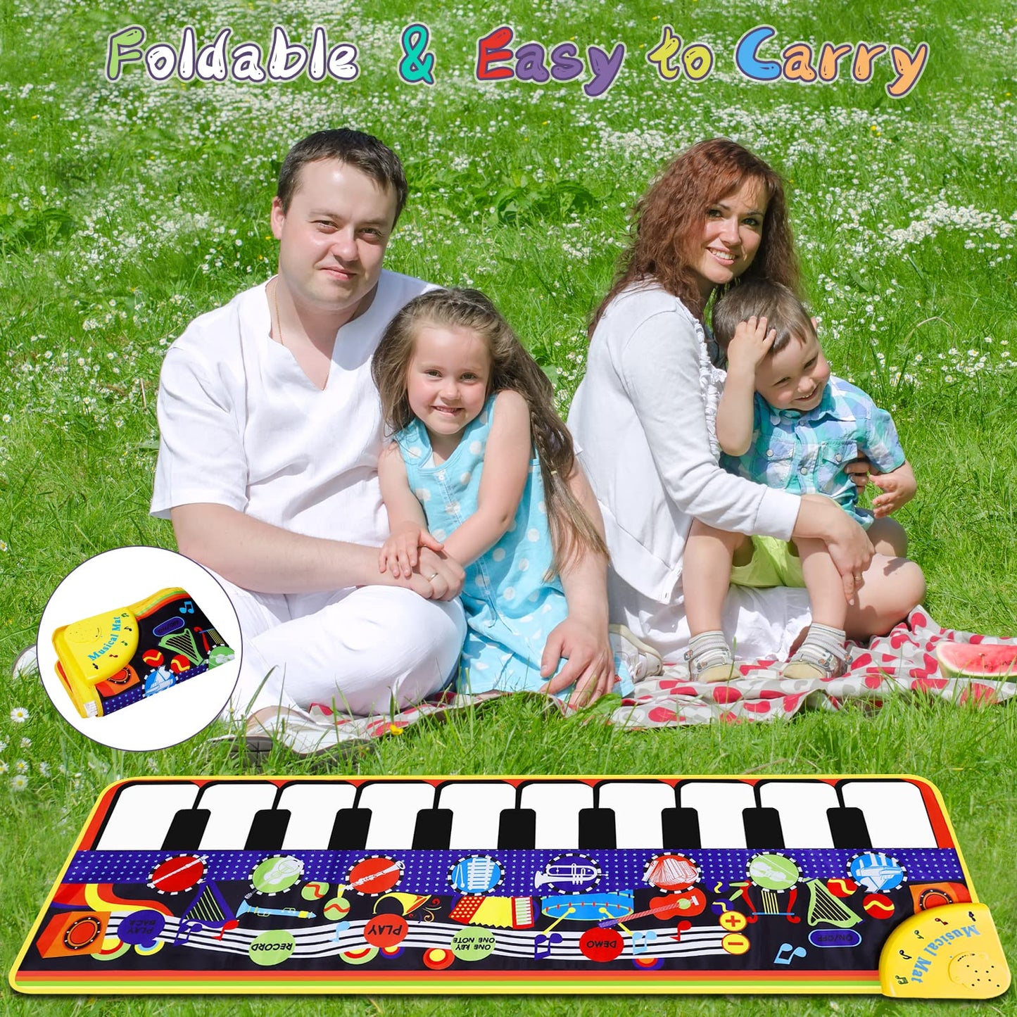 M SANMERSEN Musical Piano Mat for Toddlers – 28 Sounds Floor Keyboard & Dance Playmat