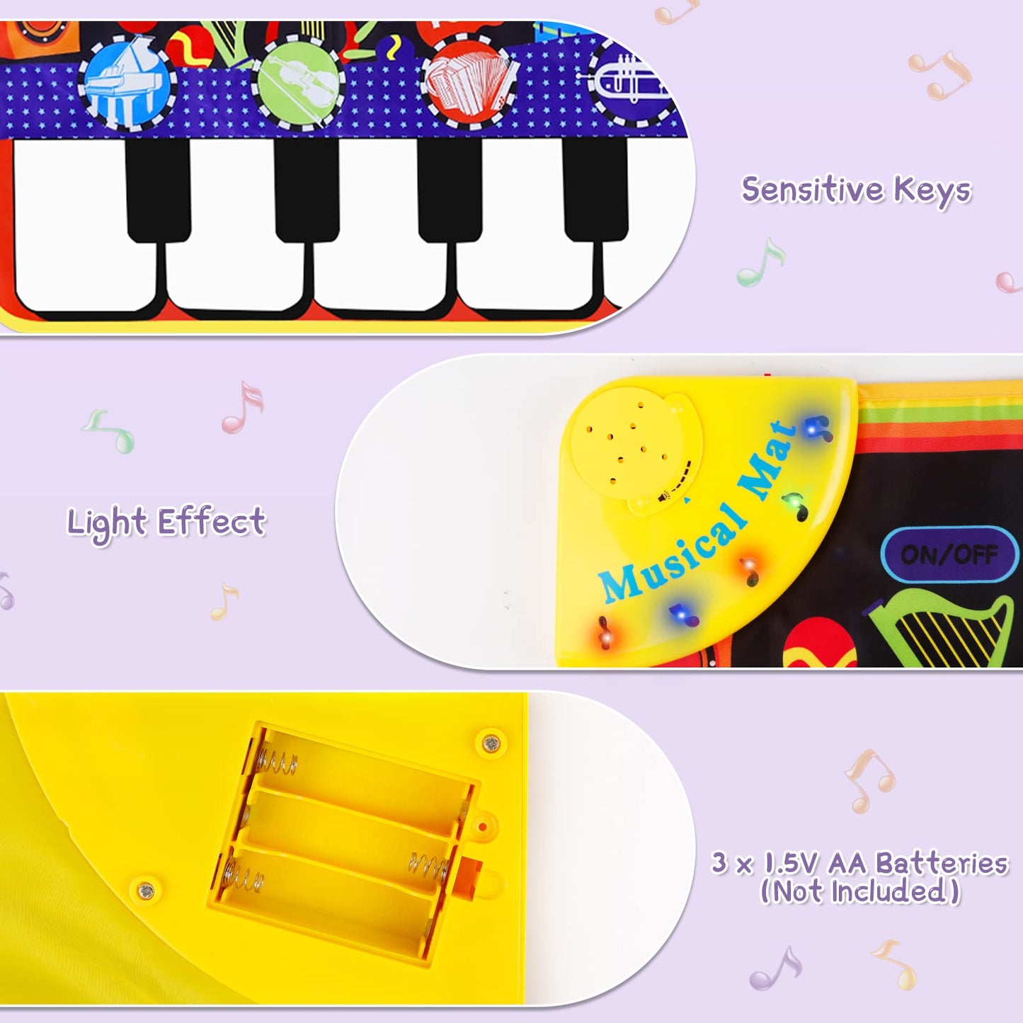 M SANMERSEN Musical Piano Mat for Toddlers – 28 Sounds Floor Keyboard & Dance Playmat