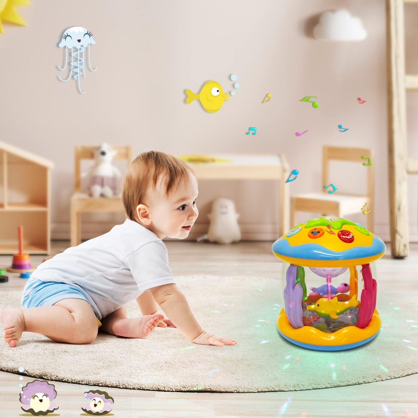 M SANMERSEN Ocean Lights Up Musical Baby Toy for 6-18 Months