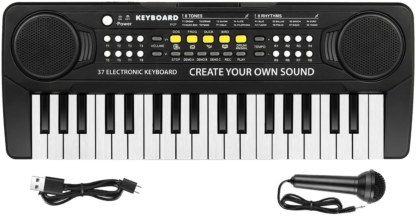 M SANMERSEN Kid Keyboard Piano – 37 Keys for Ages 3-8, Microphone, USB/Battery Powered