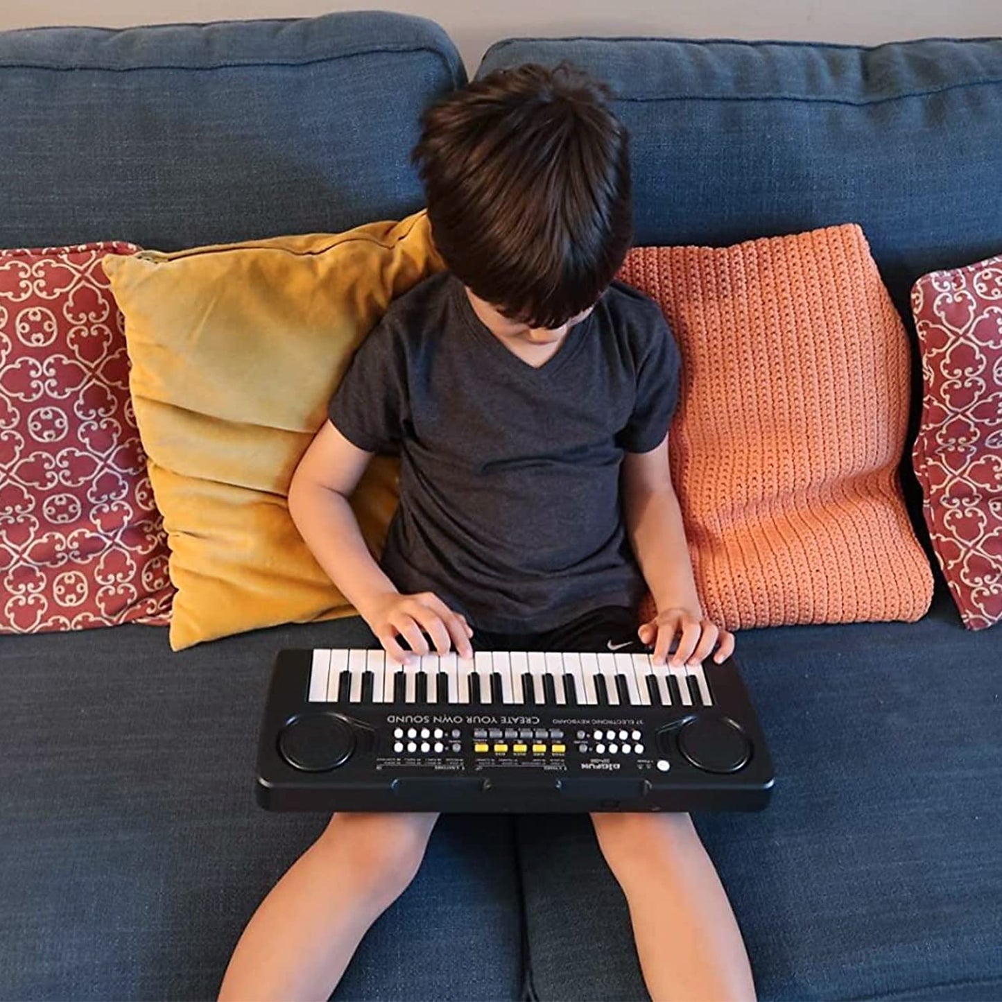 M SANMERSEN Kid Keyboard Piano – 37 Keys for Ages 3-8, Microphone, USB/Battery Powered