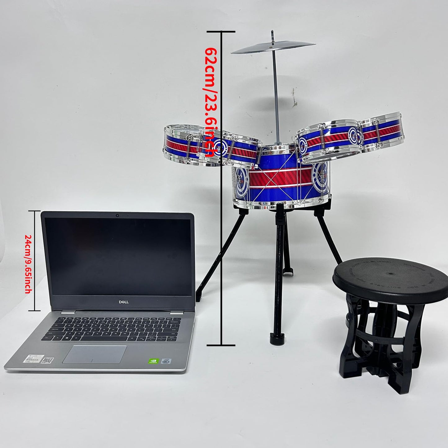 M SANMERSEN Kids Drum Set — 8-Piece Blue Kit for Beginners