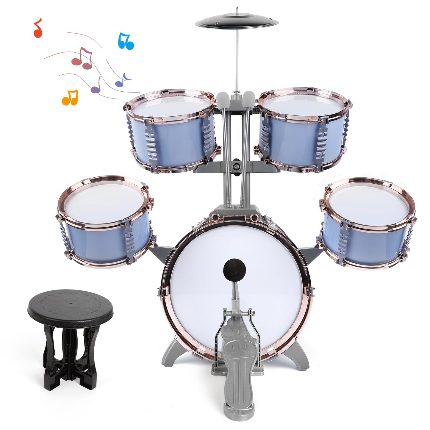 M SANMERSEN Kids Jazz Drum Set – 5-Piece Beginner Drum Kit for Ages 3-6 | Educational Toy Gift