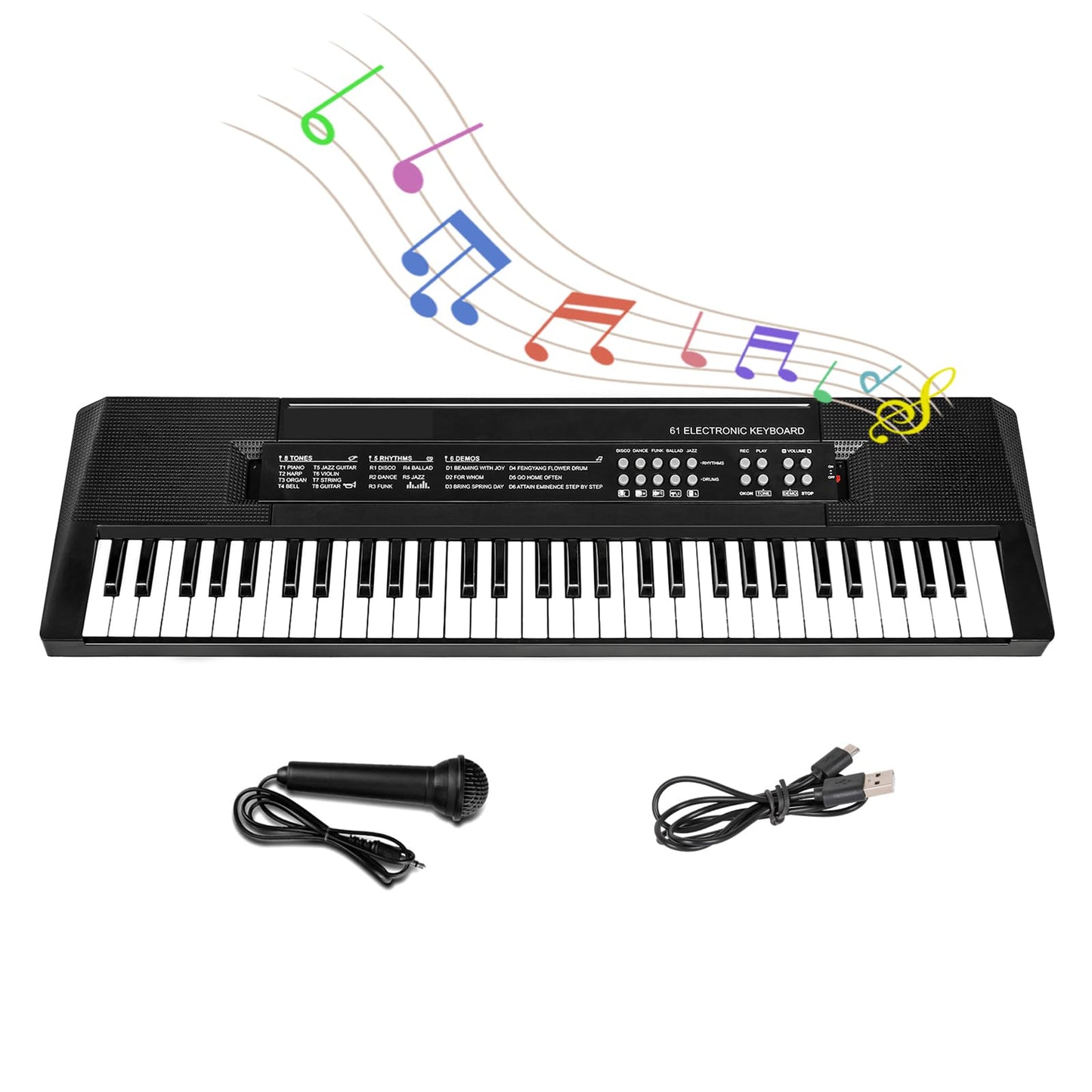 M SANMERSEN Kids 61-Key Portable Keyboard with Microphone – Beginner Piano Toy (Ages 3–12)