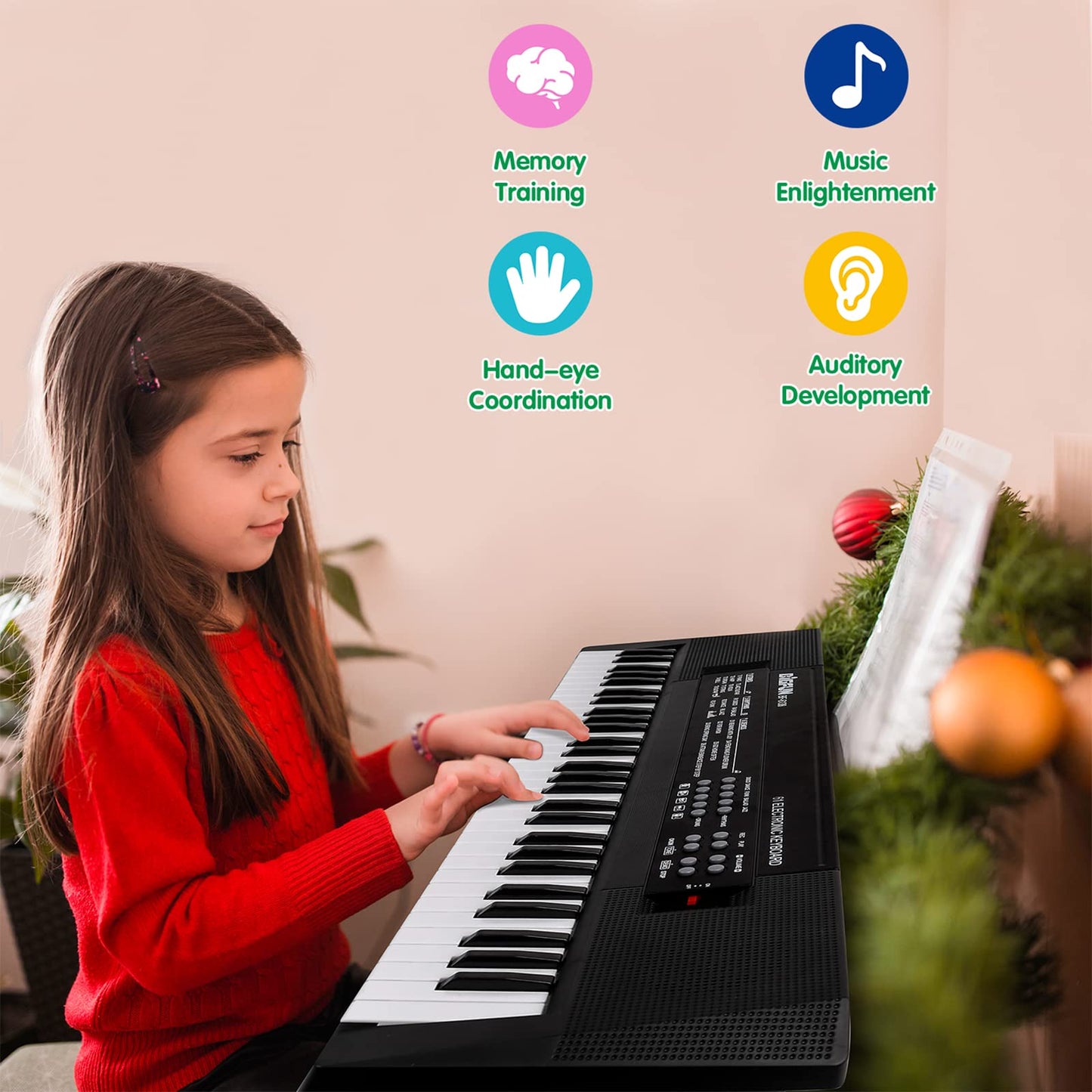 M SANMERSEN Kids 61-Key Portable Keyboard with Microphone – Beginner Piano Toy (Ages 3–12)