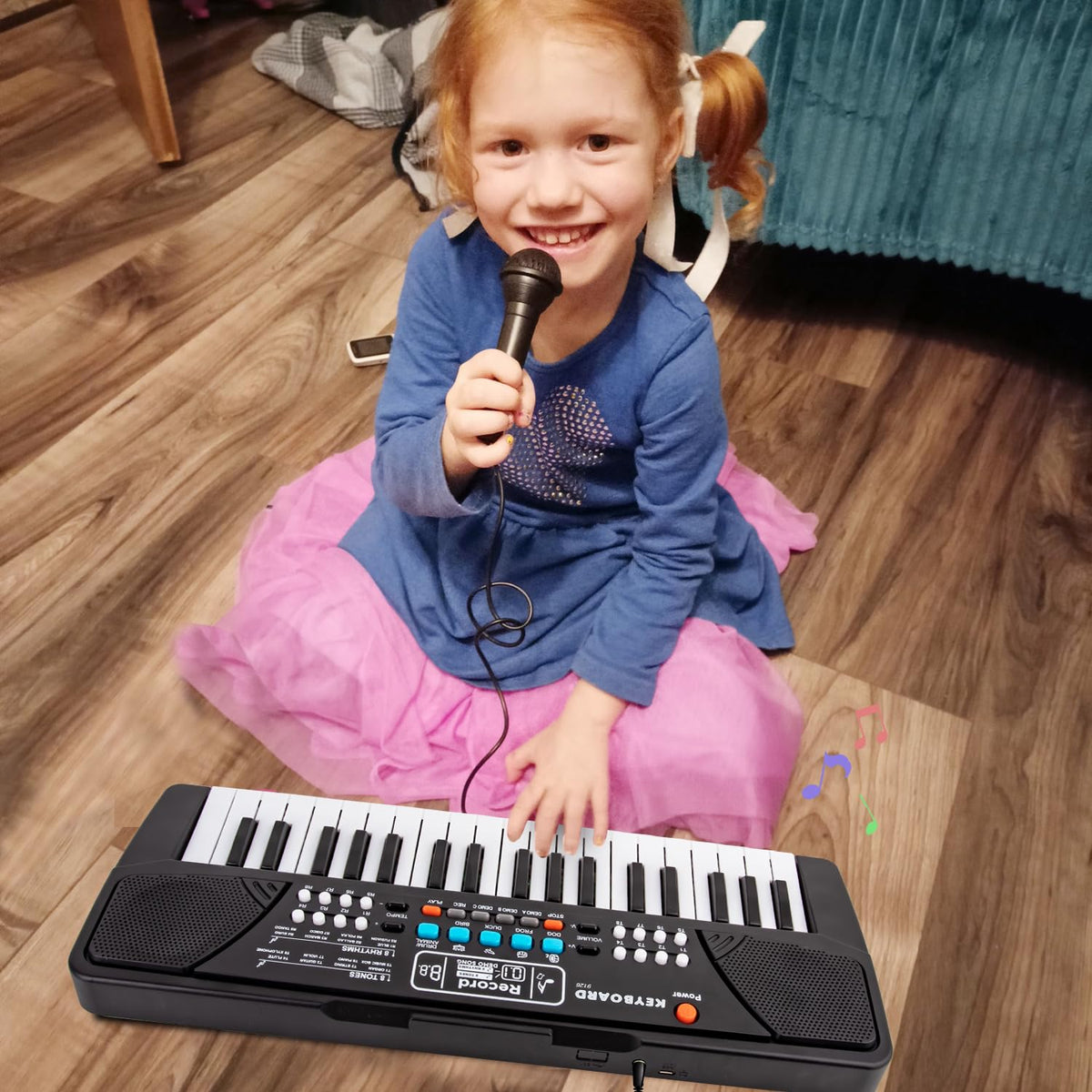 M SANMERSEN Kids Piano Keyboard - 37 Keys, Portable Beginner Keyboard with Microphone (Ages 3-6)