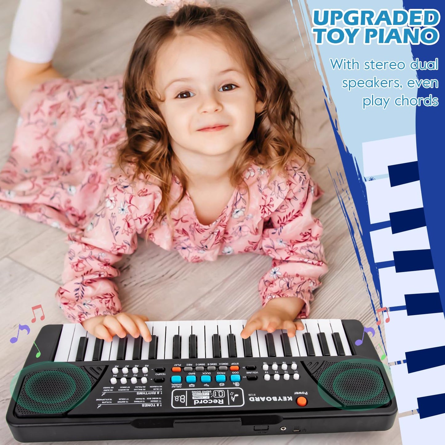 M SANMERSEN Kids Piano Keyboard - 37 Keys, Portable Beginner Keyboard with Microphone (Ages 3-6)