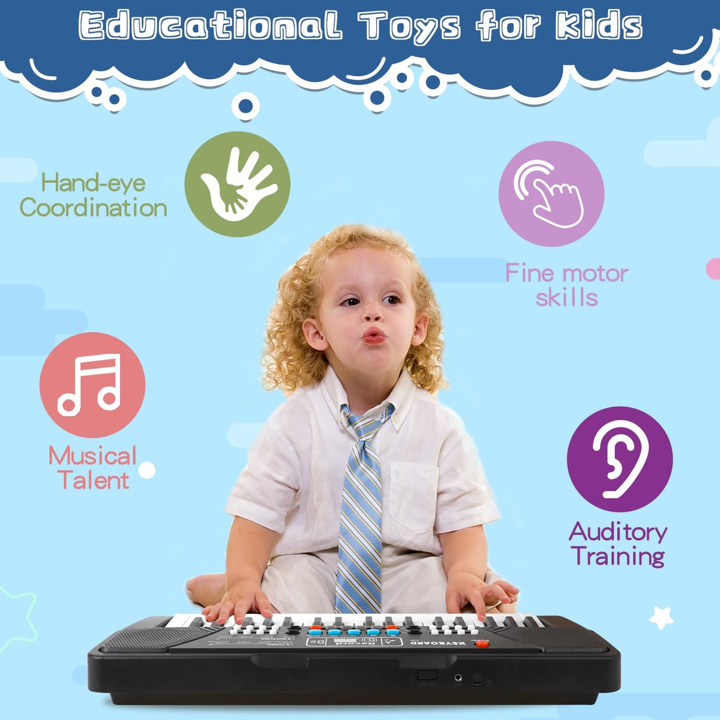 M SANMERSEN 37-Key Upgrade Piano Keyboard for Kids – Beginner Musical Toy with Microphone
