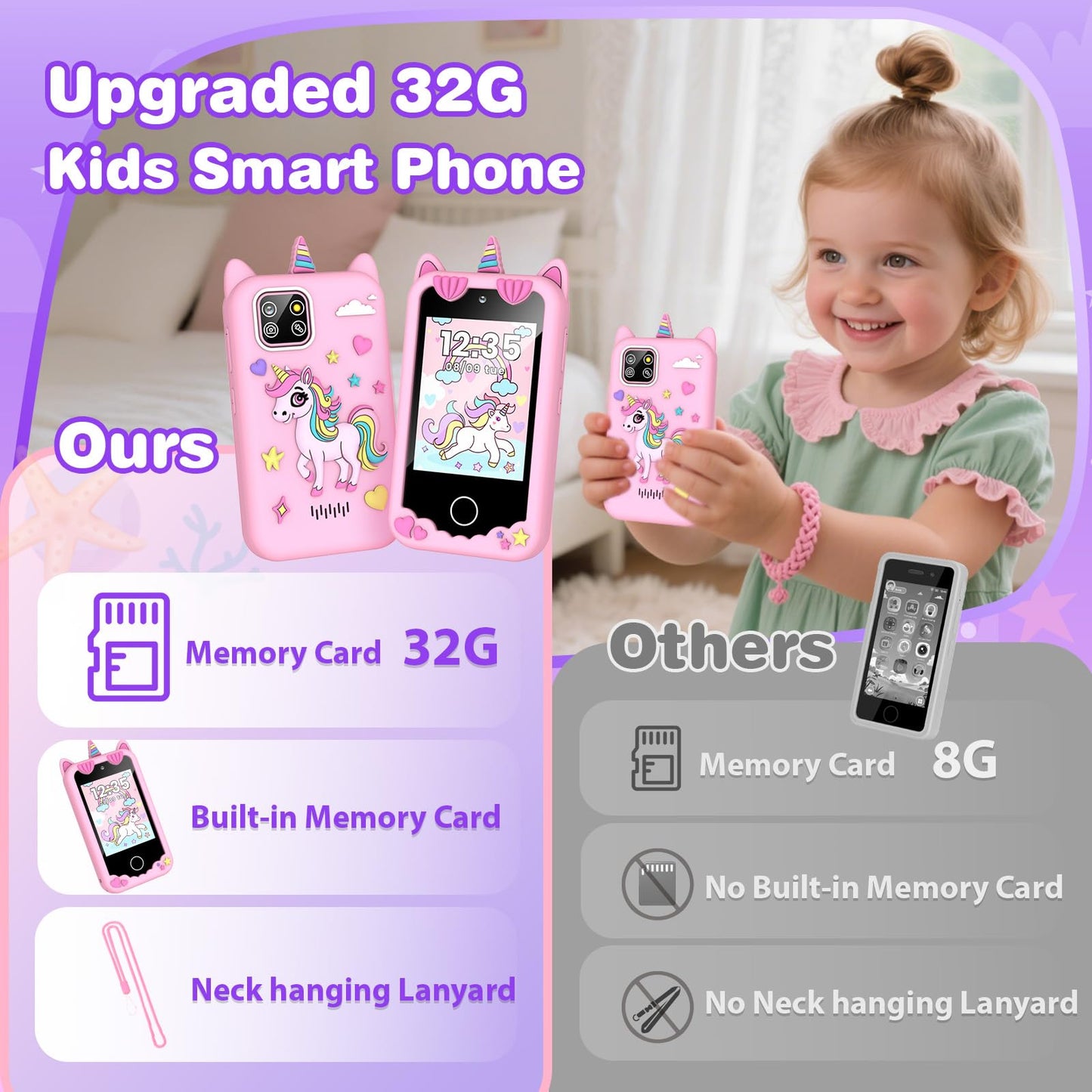 M SANMERSEN Kids Smart Phone for 3-6 Year Olds – 2.8-inch Touchscreen, Dual Camera, 32GB, 28 Learning Games