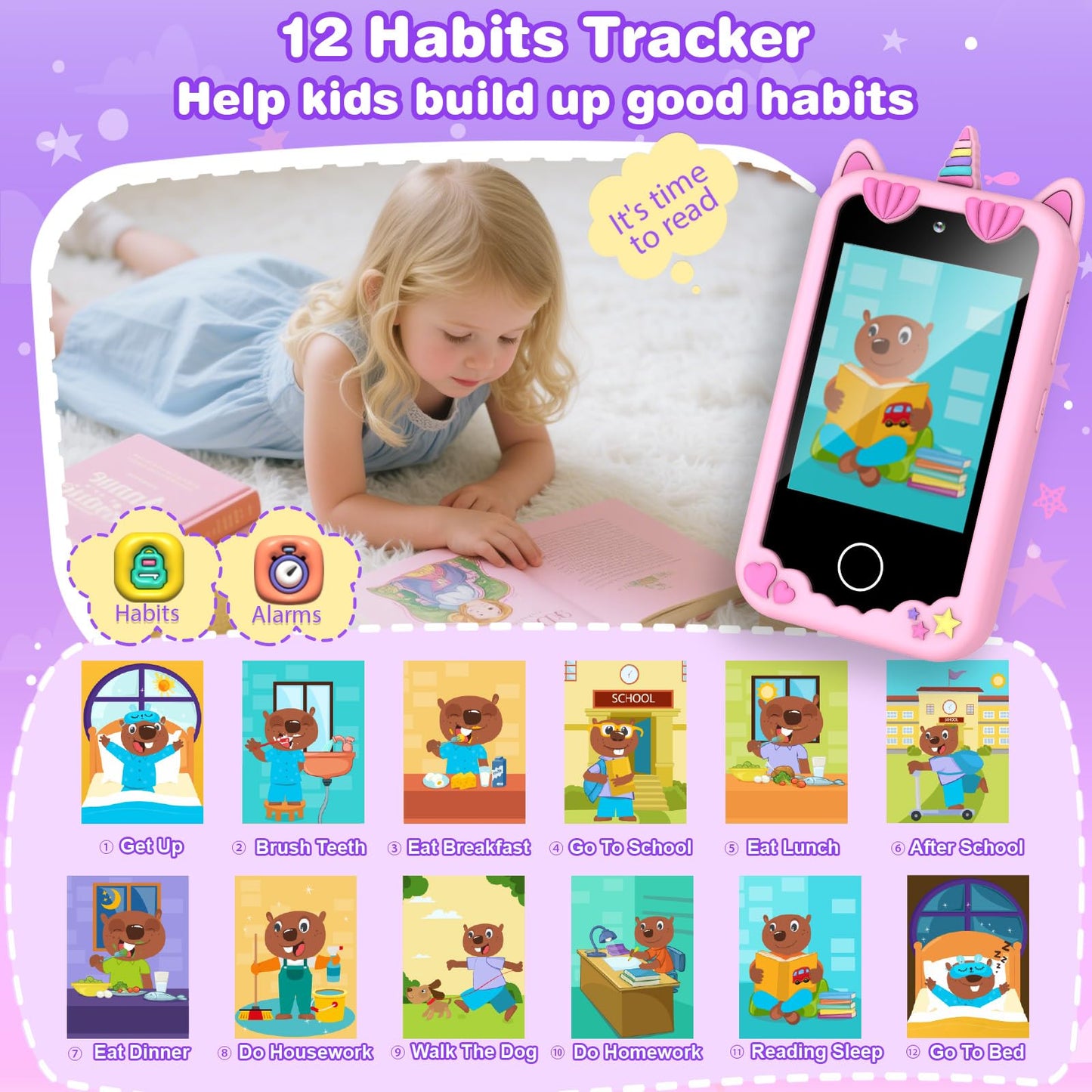 M SANMERSEN Kids Smart Phone for 3-6 Year Olds – 2.8-inch Touchscreen, Dual Camera, 32GB, 28 Learning Games
