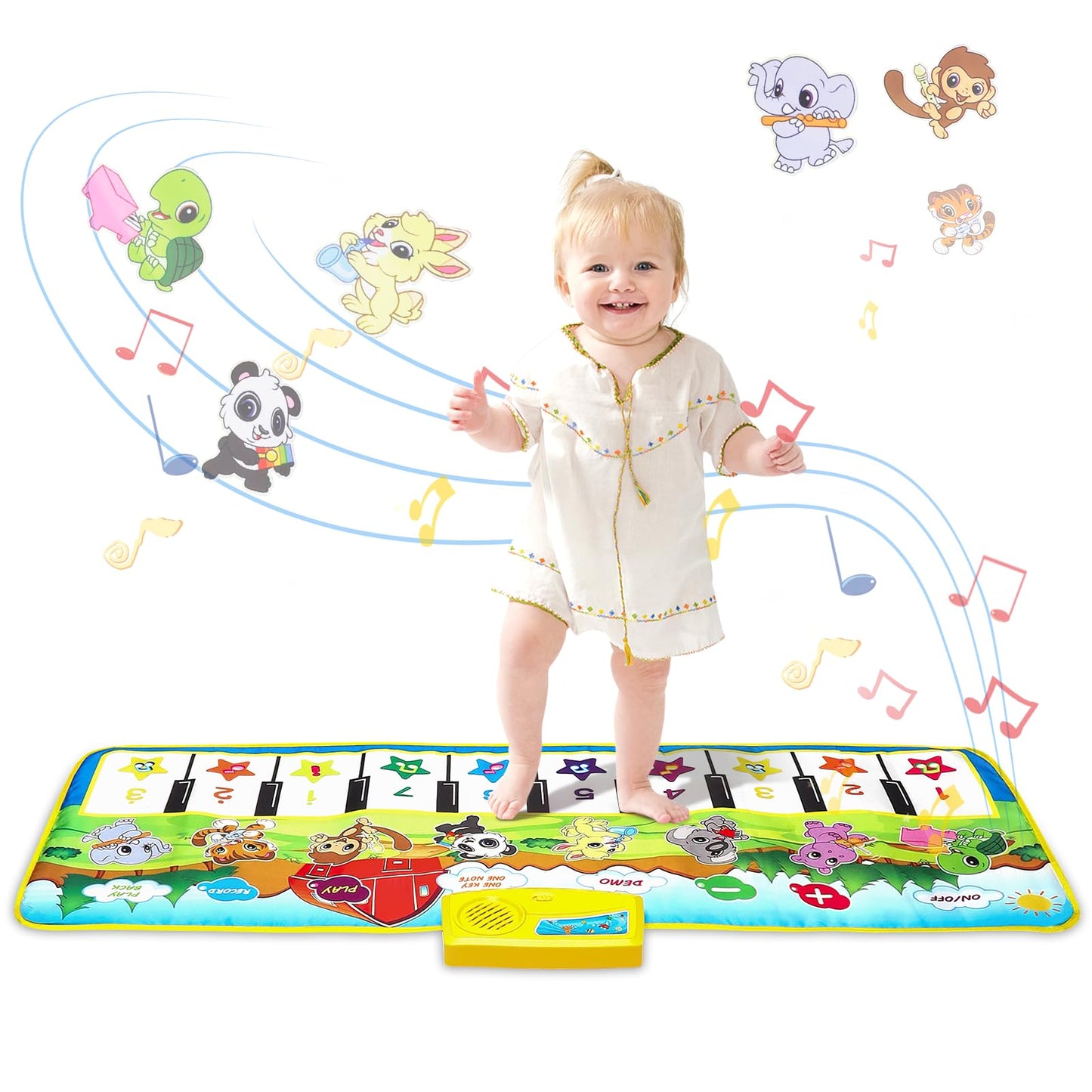 M SANMERSEN Piano Mat – 39.5 x 14 in Interactive Floor Keyboard for Toddlers with 8 Instrument Sounds