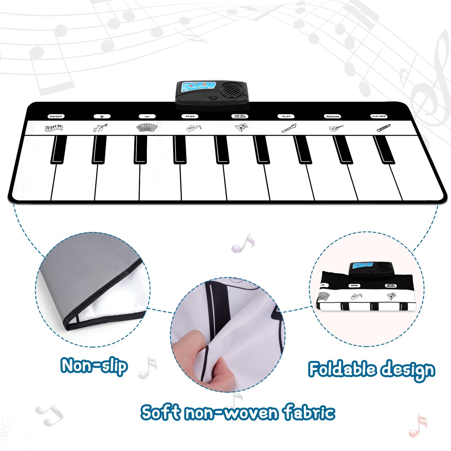 M SANMERSEN Piano Mat - 8 Instrument Sounds Floor Keyboard for Kids, Early Educational Toy