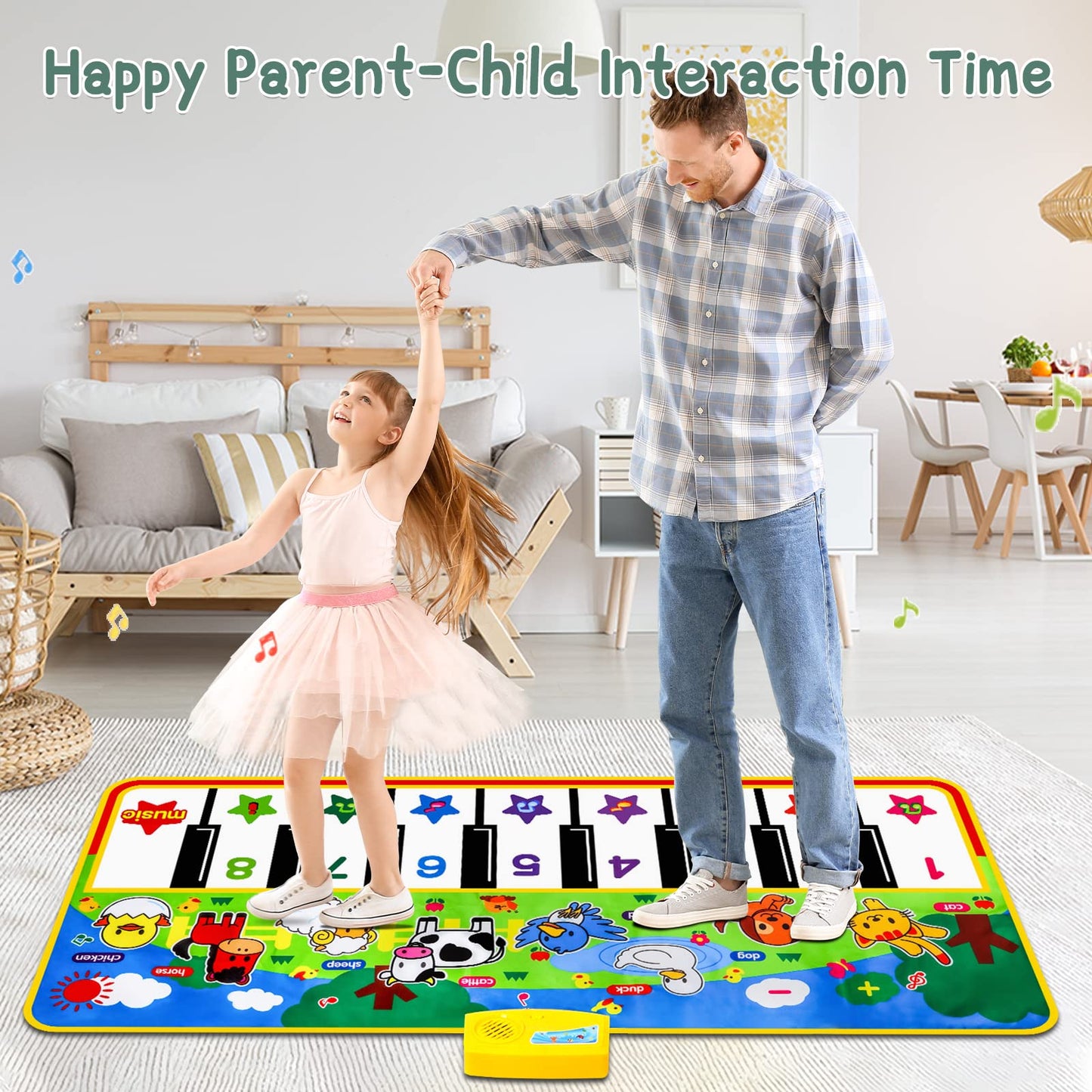 M SANMERSEN Piano Mat 53x23 Inches – Large Floor Keyboard Toy with 8 Animal Sounds for Toddlers
