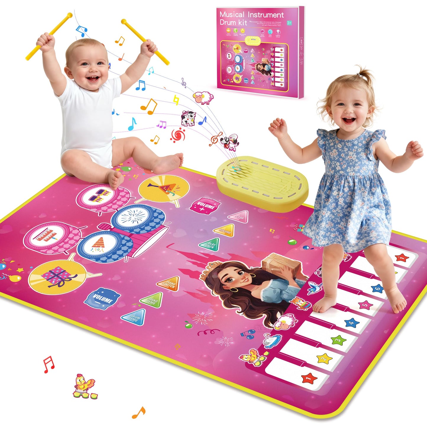 M SANMERSEN Piano Mat 3-in-1 Baby Musical Play Mat for 12-36 Months