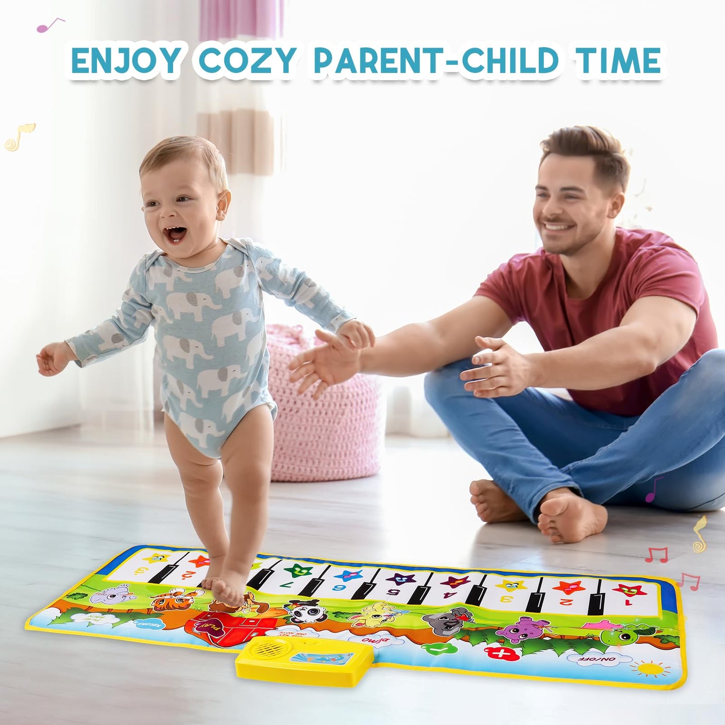 M SANMERSEN Piano Mat – 39.5 x 14 in Interactive Floor Keyboard for Toddlers with 8 Instrument Sounds