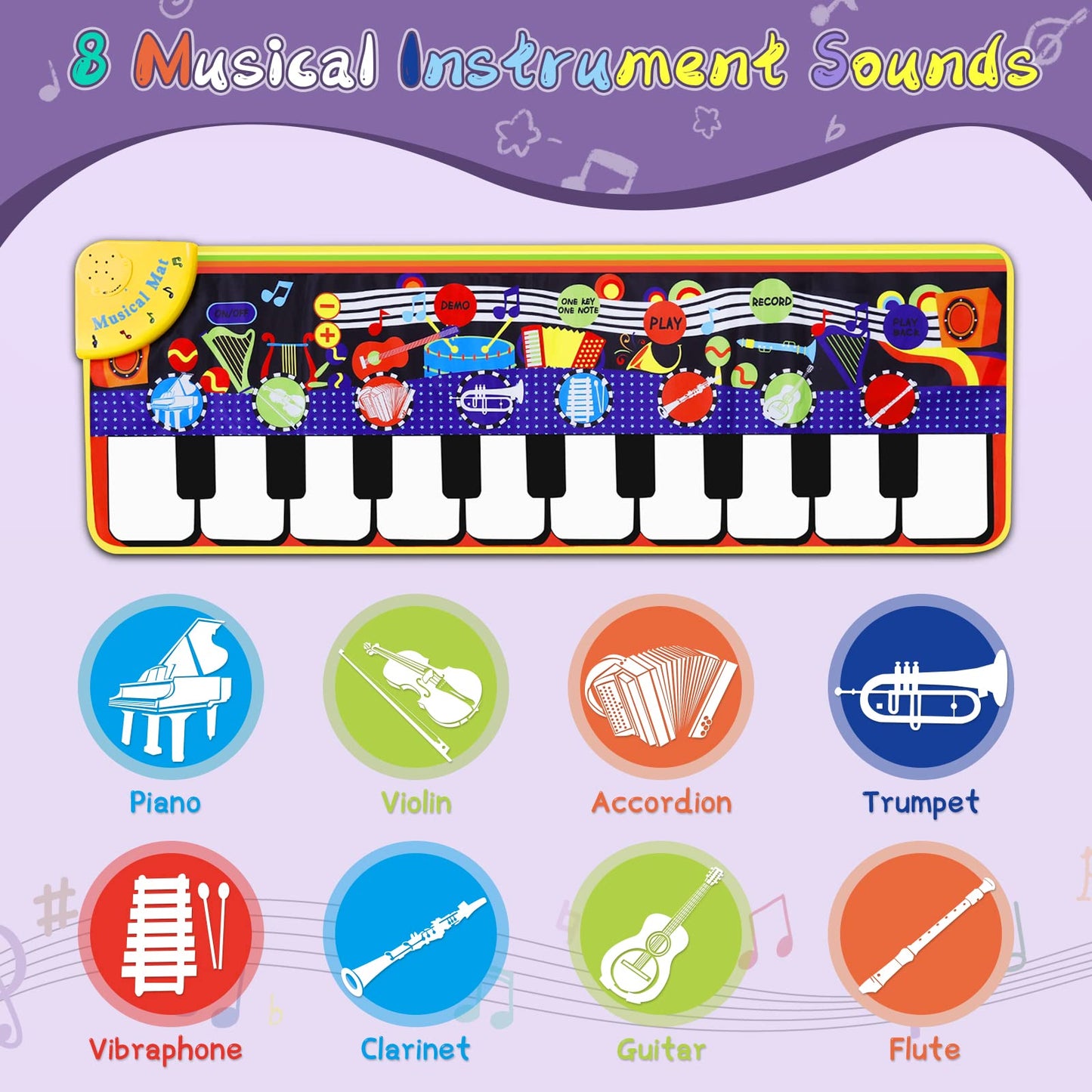 M SANMERSEN Musical Piano Mat for Toddlers – 28 Sounds Floor Keyboard & Dance Playmat