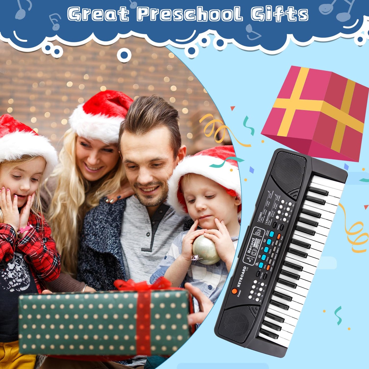 M SANMERSEN 37-Key Upgrade Piano Keyboard for Kids – Beginner Musical Toy with Microphone