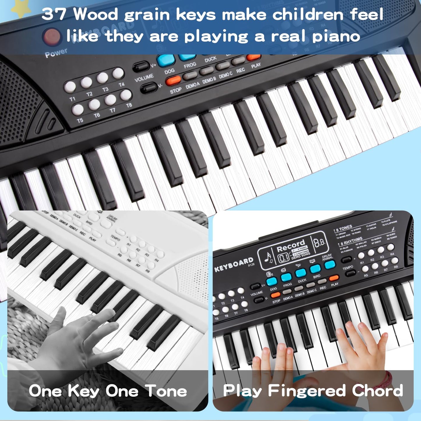 M SANMERSEN 37-Key Upgrade Piano Keyboard for Kids – Beginner Musical Toy with Microphone