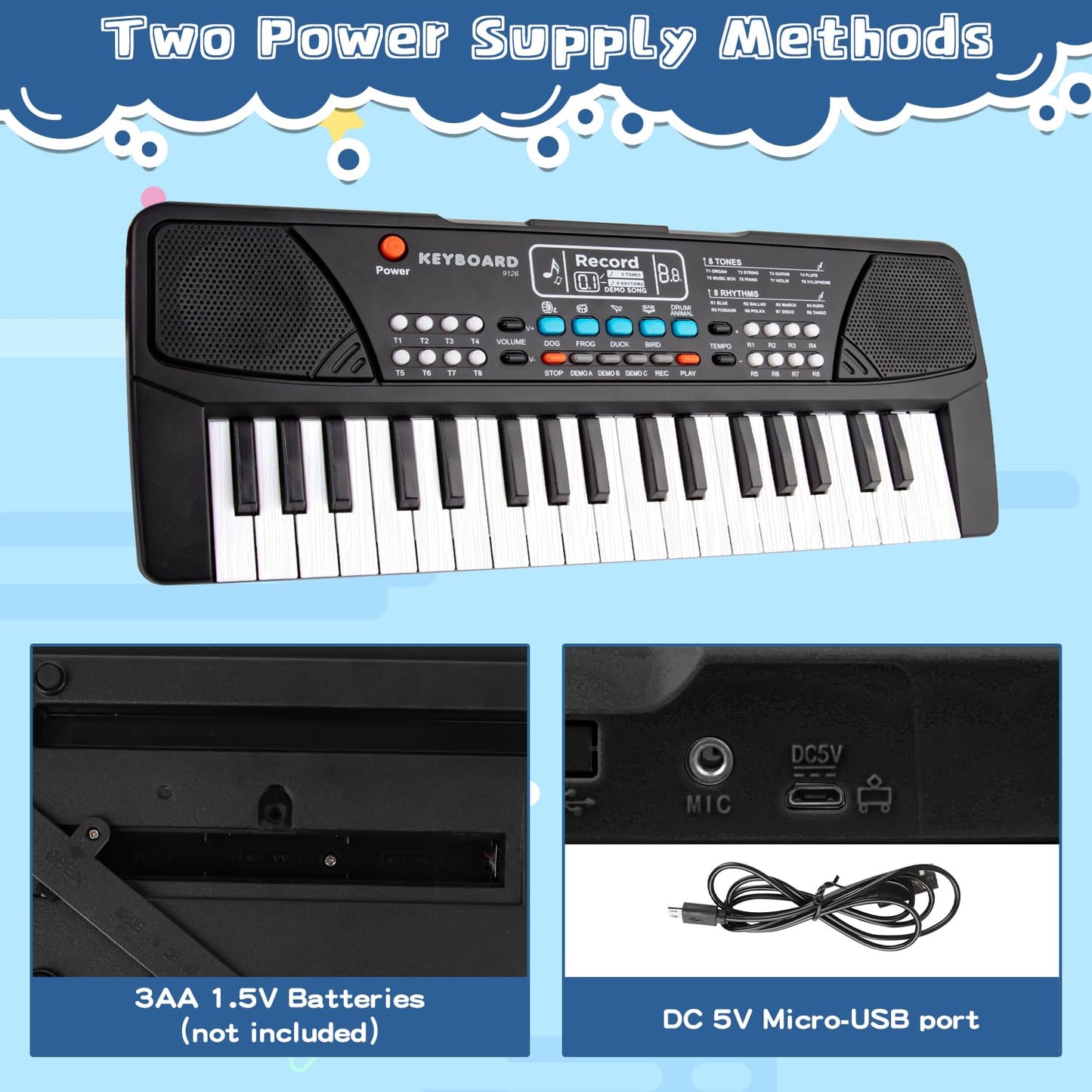 M SANMERSEN 37-Key Upgrade Piano Keyboard for Kids – Beginner Musical Toy with Microphone