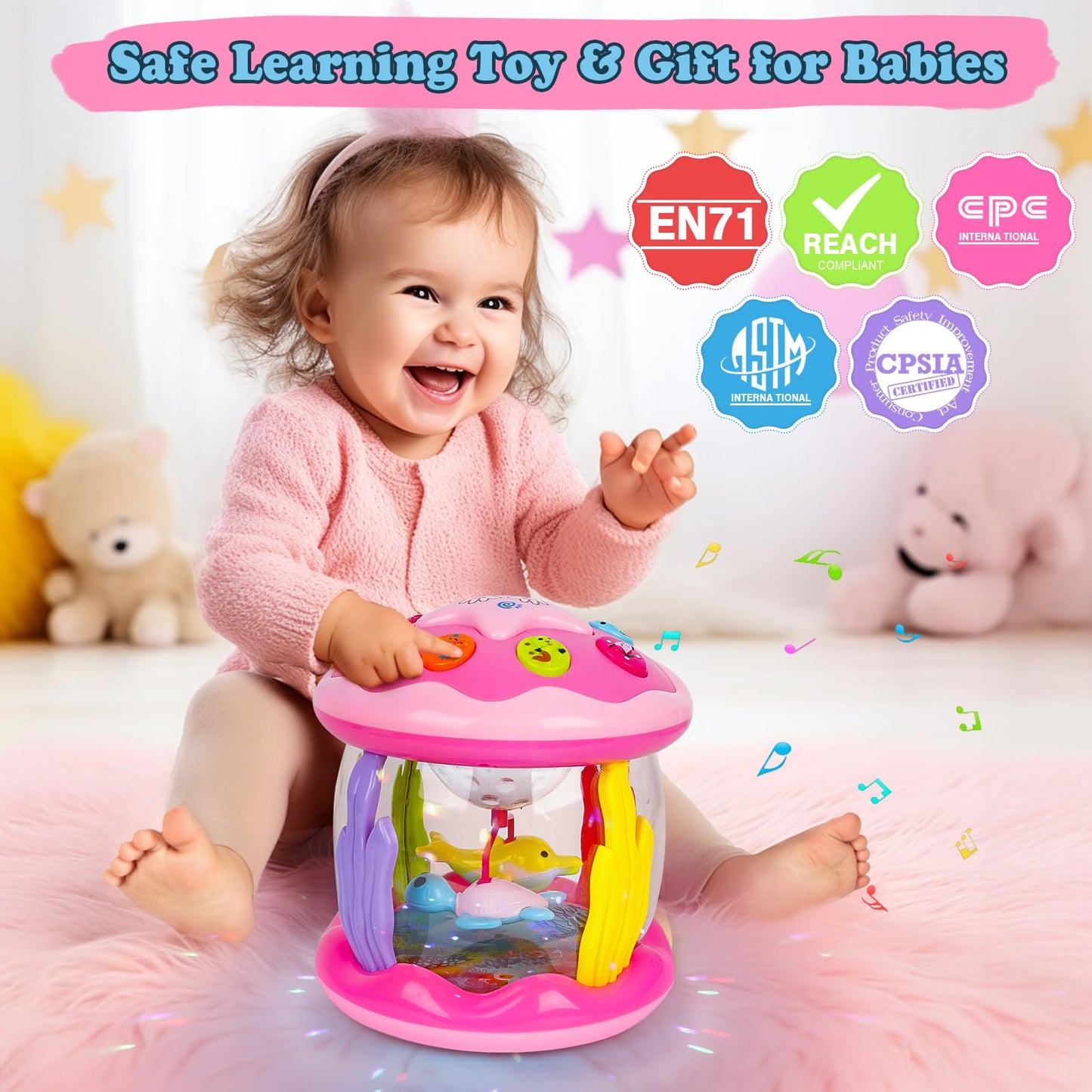 M SANMERSEN Ocean Rotating Projector Toy for Babies 6-12 Months