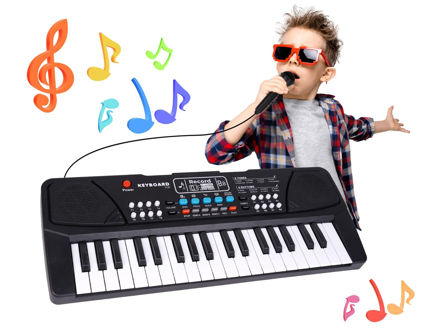 M SANMERSEN Upgraded 37-Key Kids Piano with Microphone - Portable Educational Toy for Ages 3-6