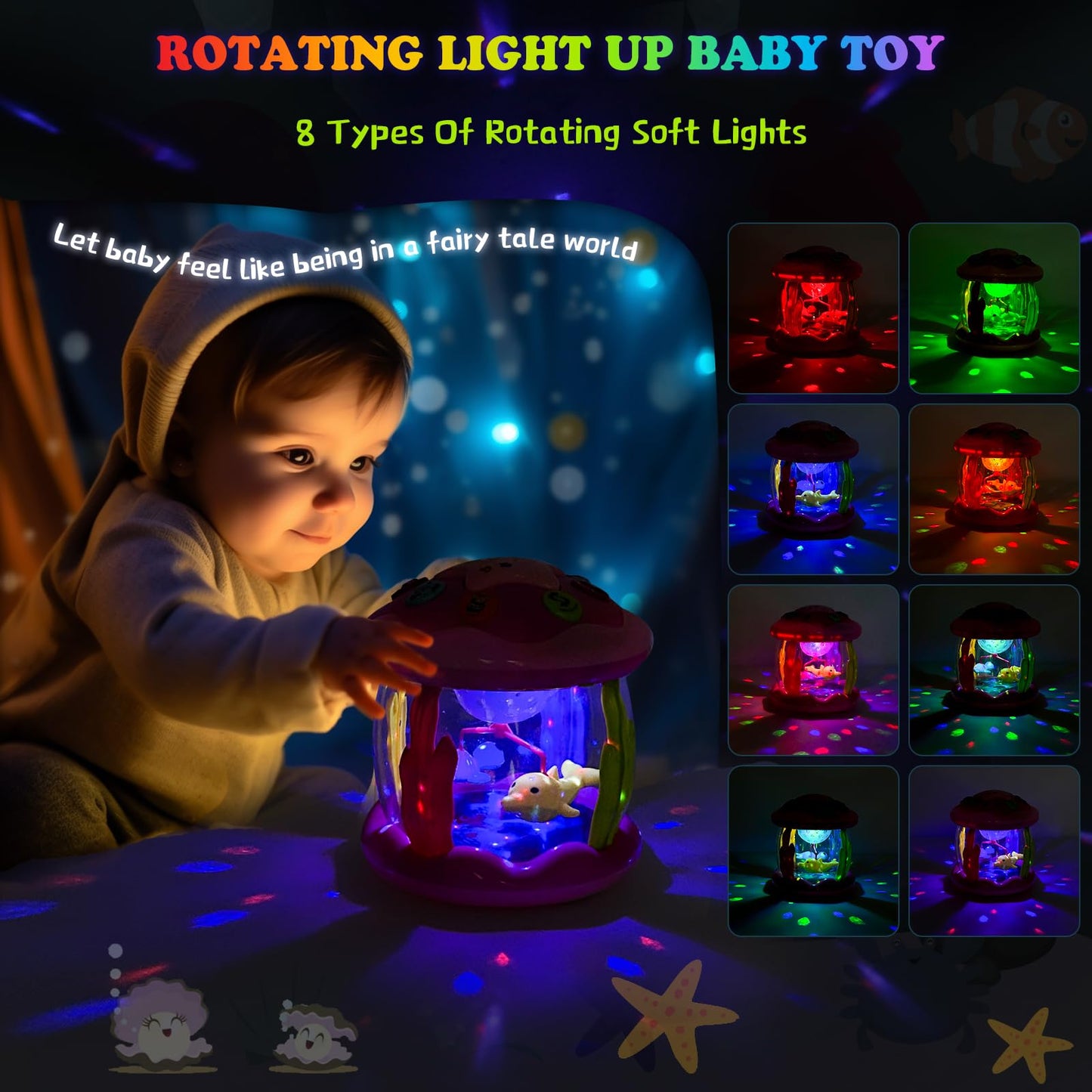 M SANMERSEN Ocean Rotating Projector Toy for Babies 6-12 Months