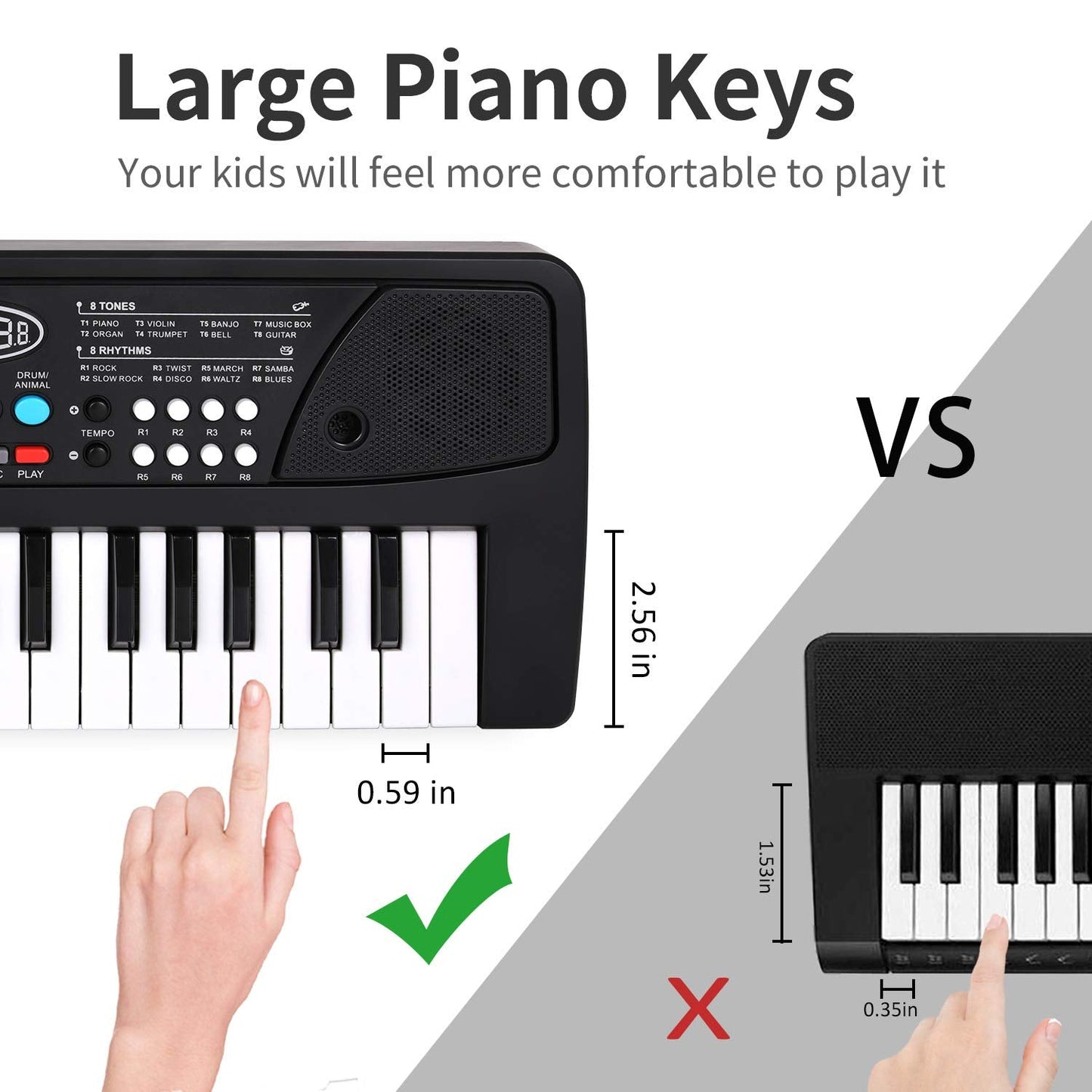 M SANMERSEN 37-Key Upgrade Piano Keyboard for Kids – Beginner Musical Toy with Microphone