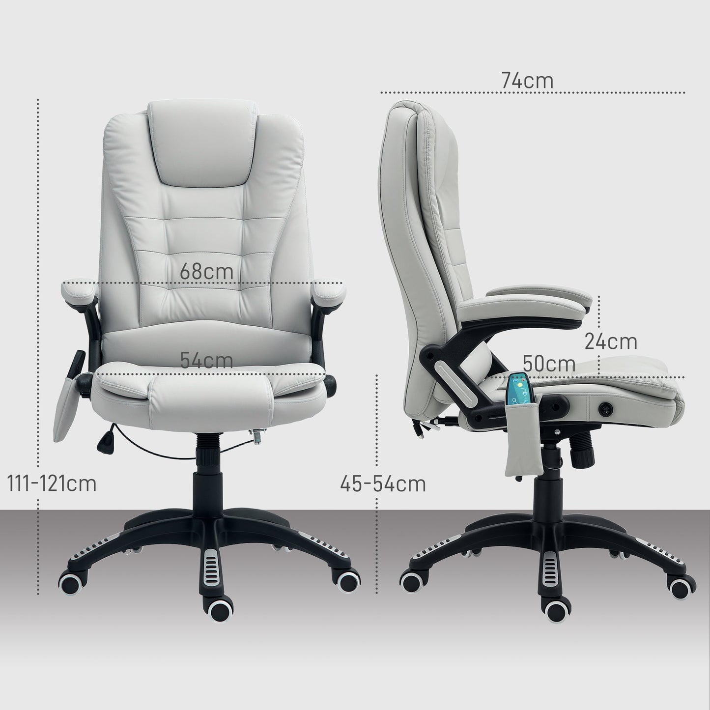 HOMCOM Heated Vibrating Massage Chair with Reclining Function, Light Grey