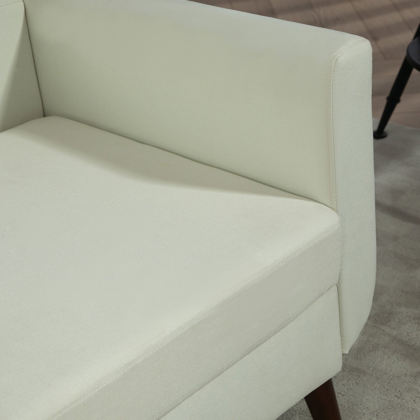 HOMCOM Modern Upholstered Fabric Loveseat Sofa for Living Room, Cream