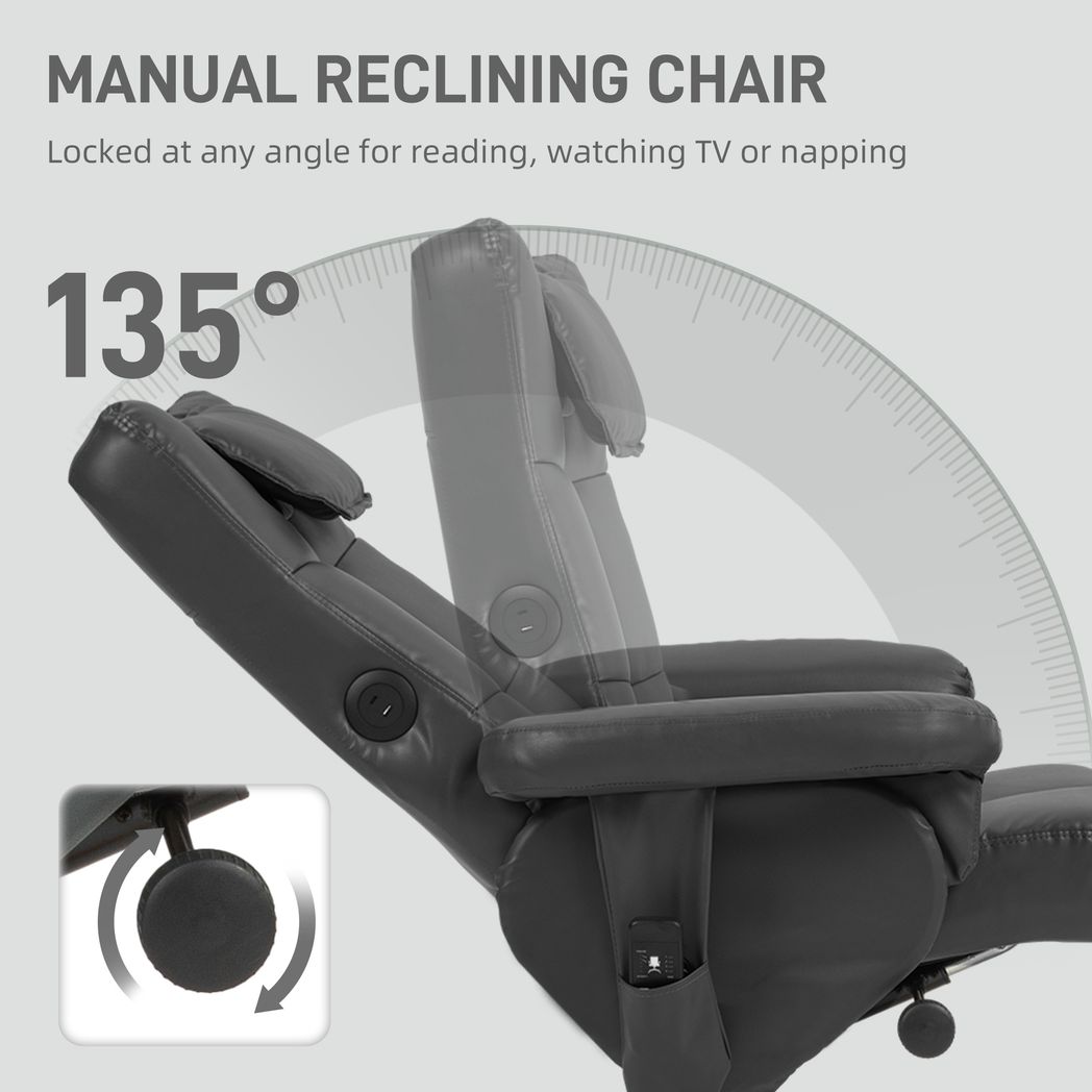 HOMCOM Massage Recliner Chair with Footstool and Hidden Storage