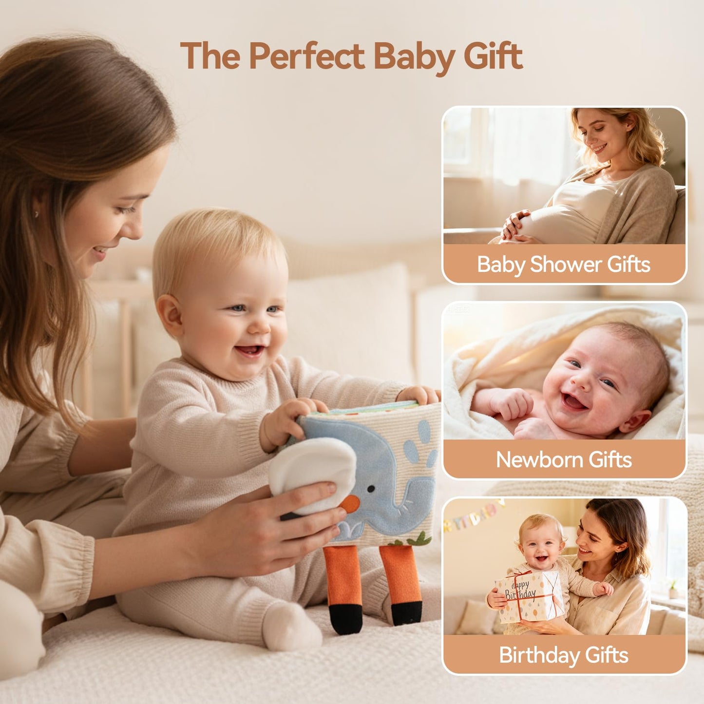 Macabaka Montessori Soft Baby Book – Sensory Toy for 0–12 Months, Tummy Time & Textures