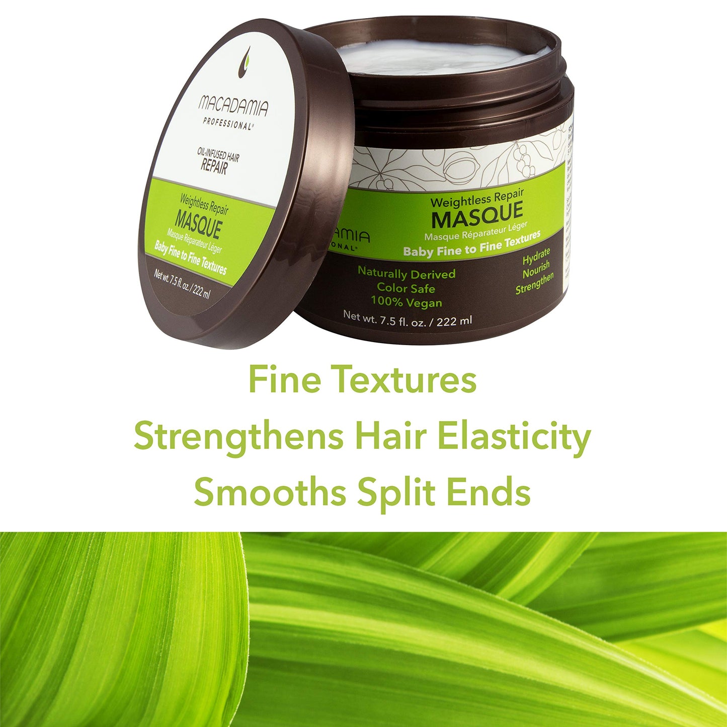 Macadamia Professional Weightless Repair Hair Masque for Thin Fine Hair – Color-Safe, Vegan & Cruelty-Free, 7.5 oz