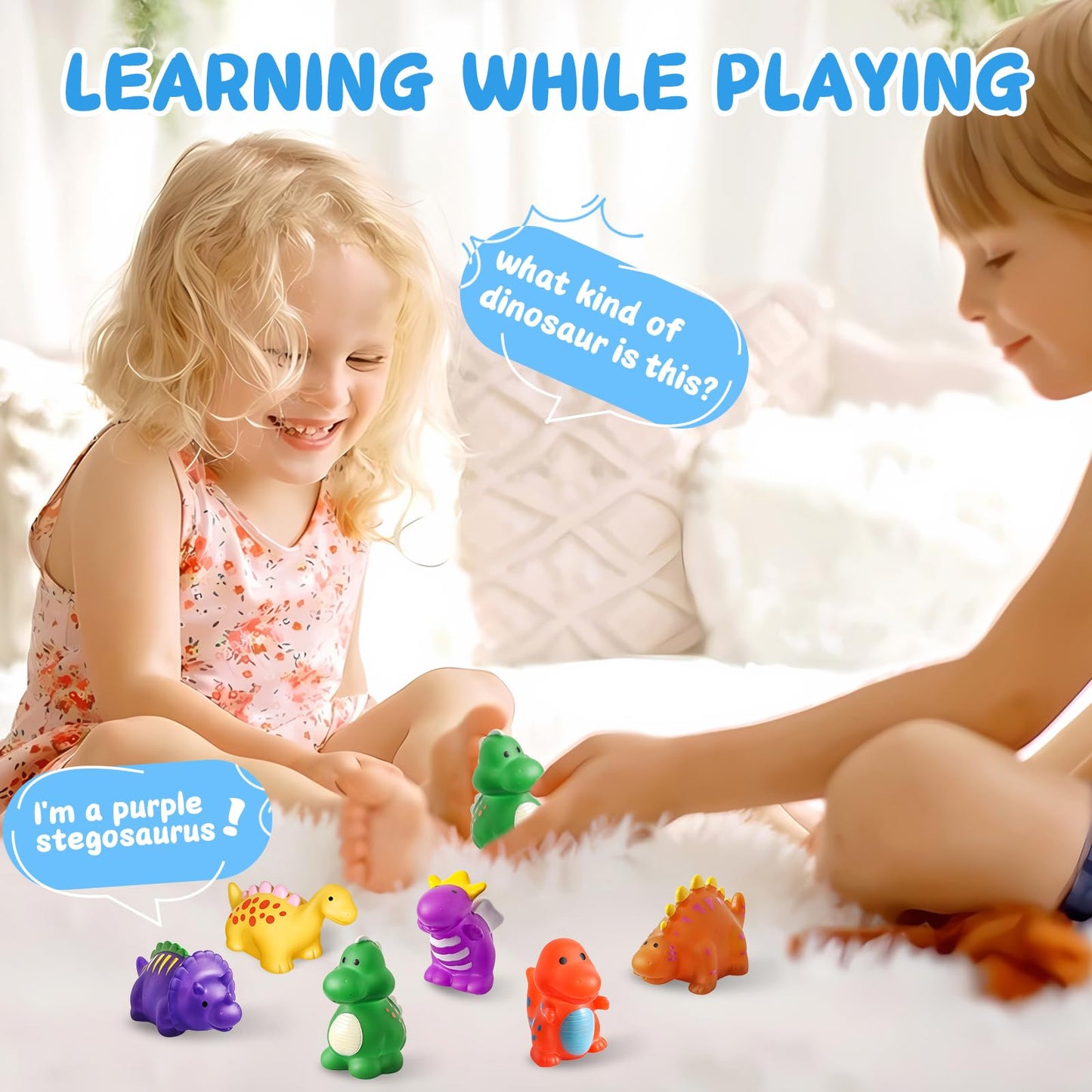 Macaloca Color-Changing No-Hole Dinosaur Bath Toys for Toddlers & Kids 1–8 | Drying Bag Included