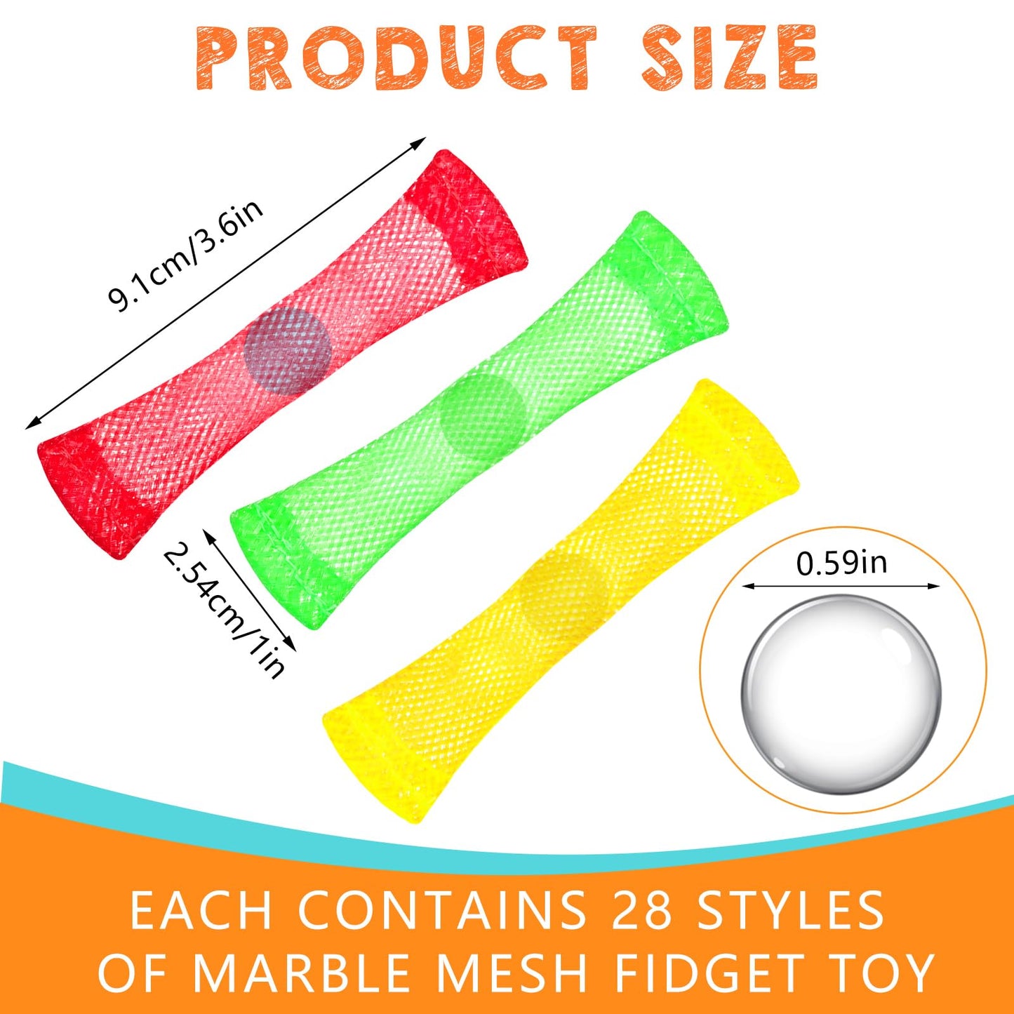 Macarrie 100-Pack Marble Mesh Fidget Toys for Stress Relief | Silent Sensory Fidgets