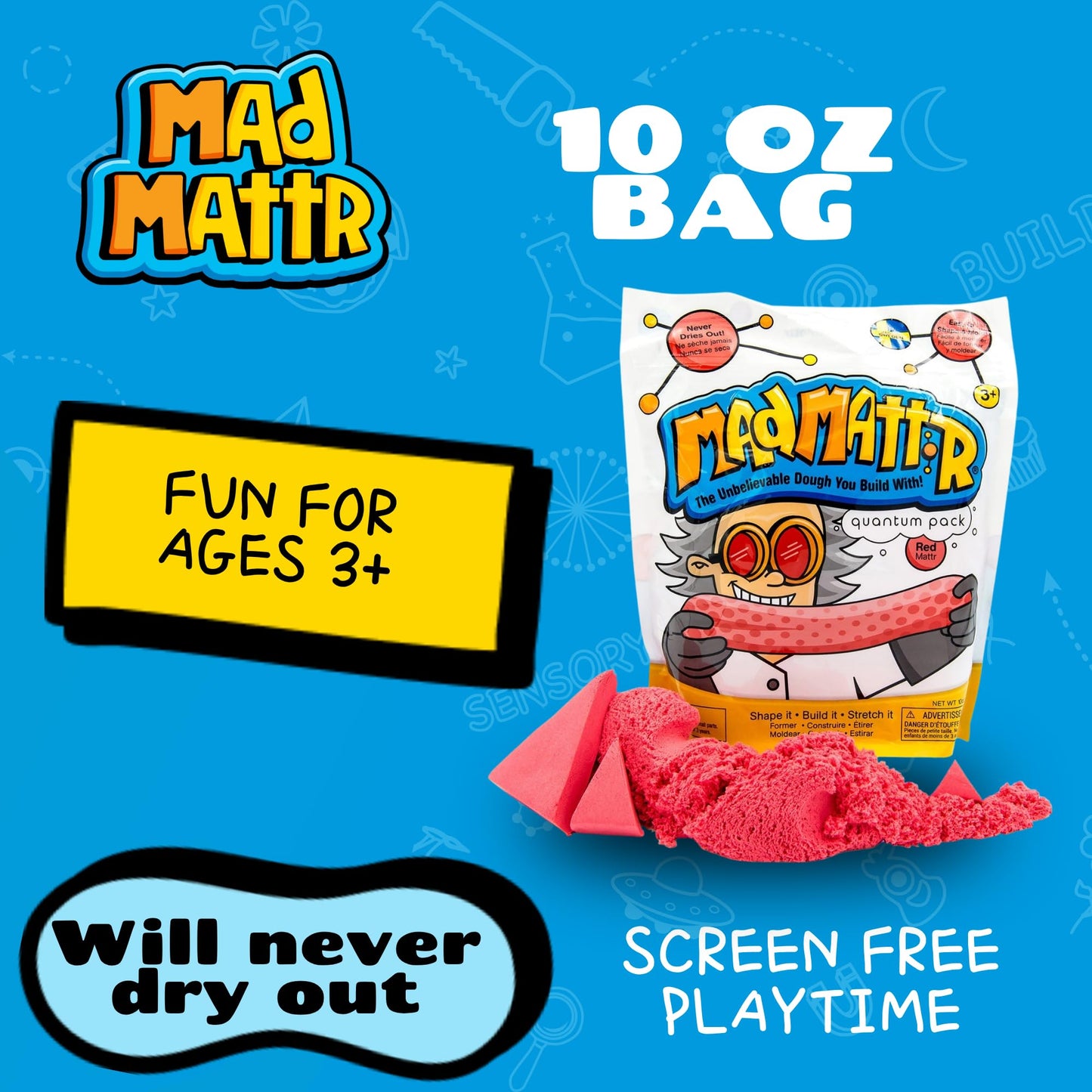MAD MATTR Red 10oz — Ultra-Soft, Moldable Dough That Never Dries