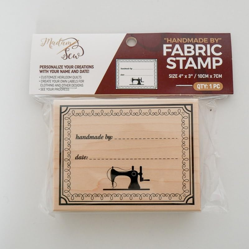 Madam Sew Fabric Stamp Pad – Handmade Custom Name Stamp for Clothing, Quilts & Gifts (3x4 inch)