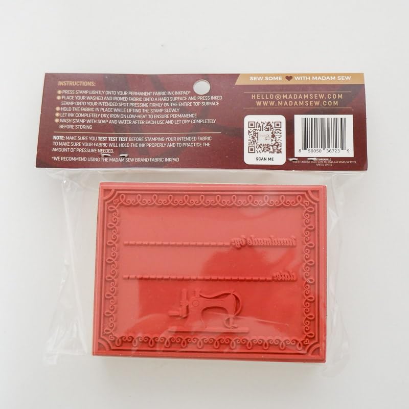 Madam Sew Fabric Stamp Pad – Handmade Custom Name Stamp for Clothing, Quilts & Gifts (3x4 inch)