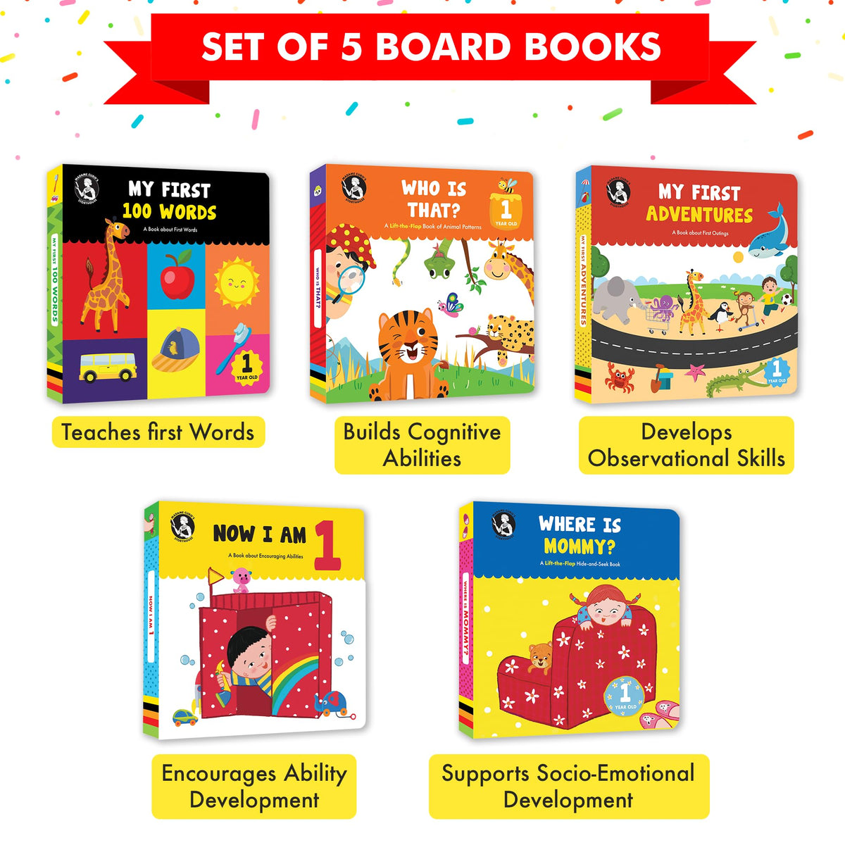 Madame Curie's Storyhouse My 1 Year Old Library Set of 5 – Toddler Board Books for 12-24 Months