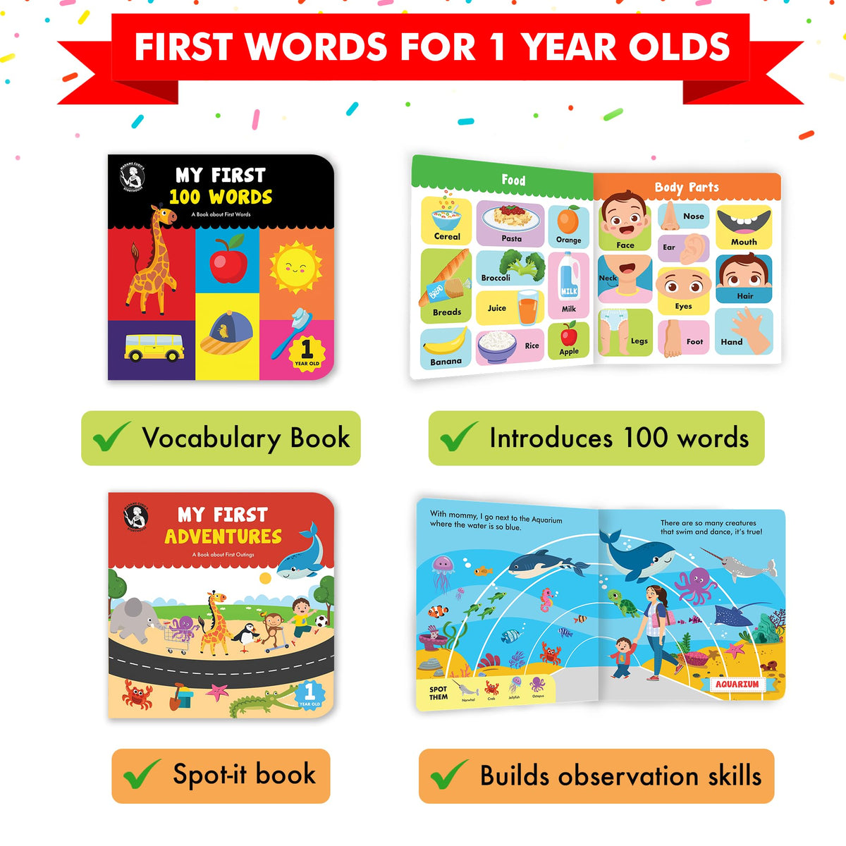 Madame Curie's Storyhouse My 1 Year Old Library Set of 5 – Toddler Board Books for 12-24 Months