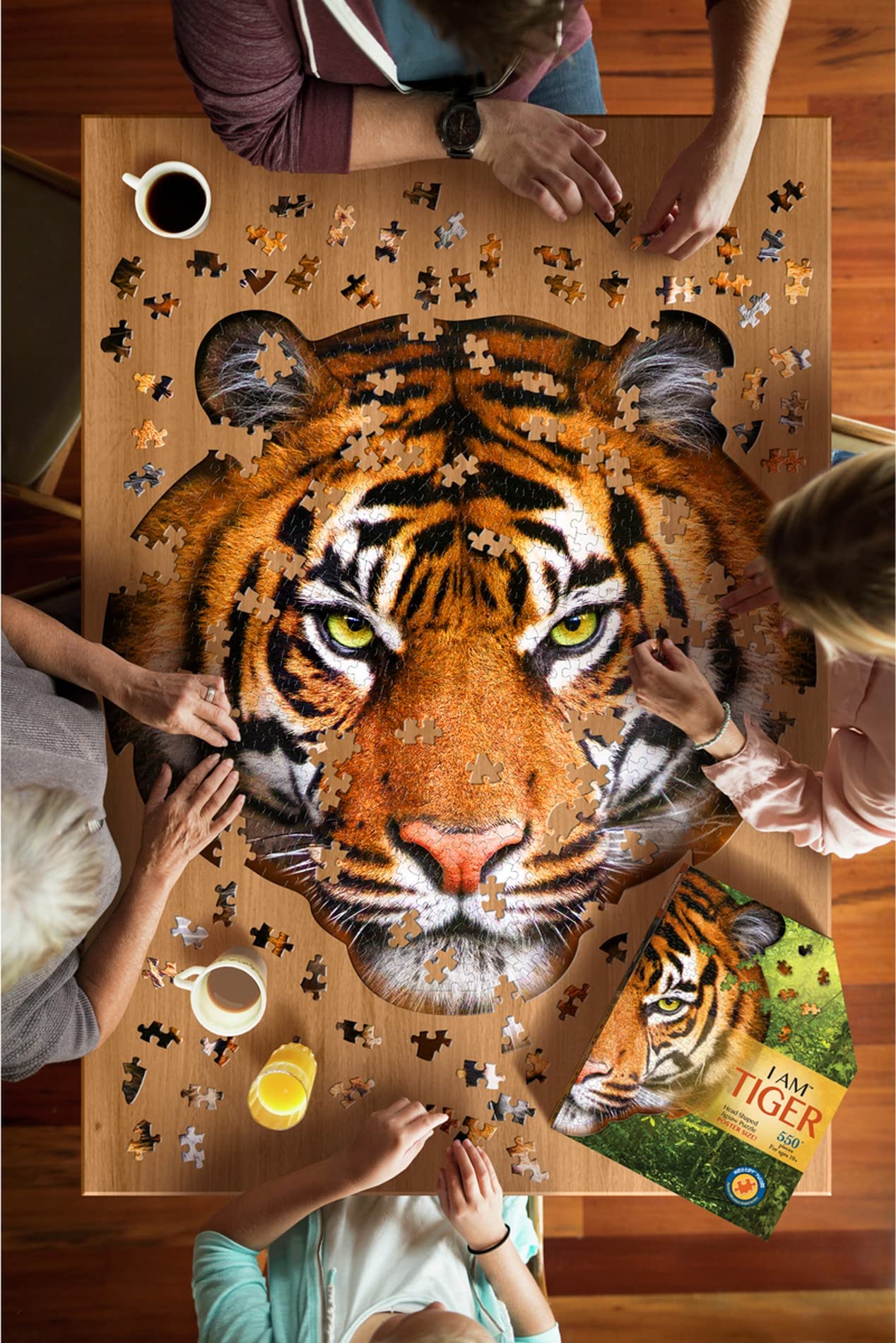 Madd Capp TIGER 550-Piece Jigsaw Puzzle — Unique Animal Border, Poster-Size Image, Educational Facts Included