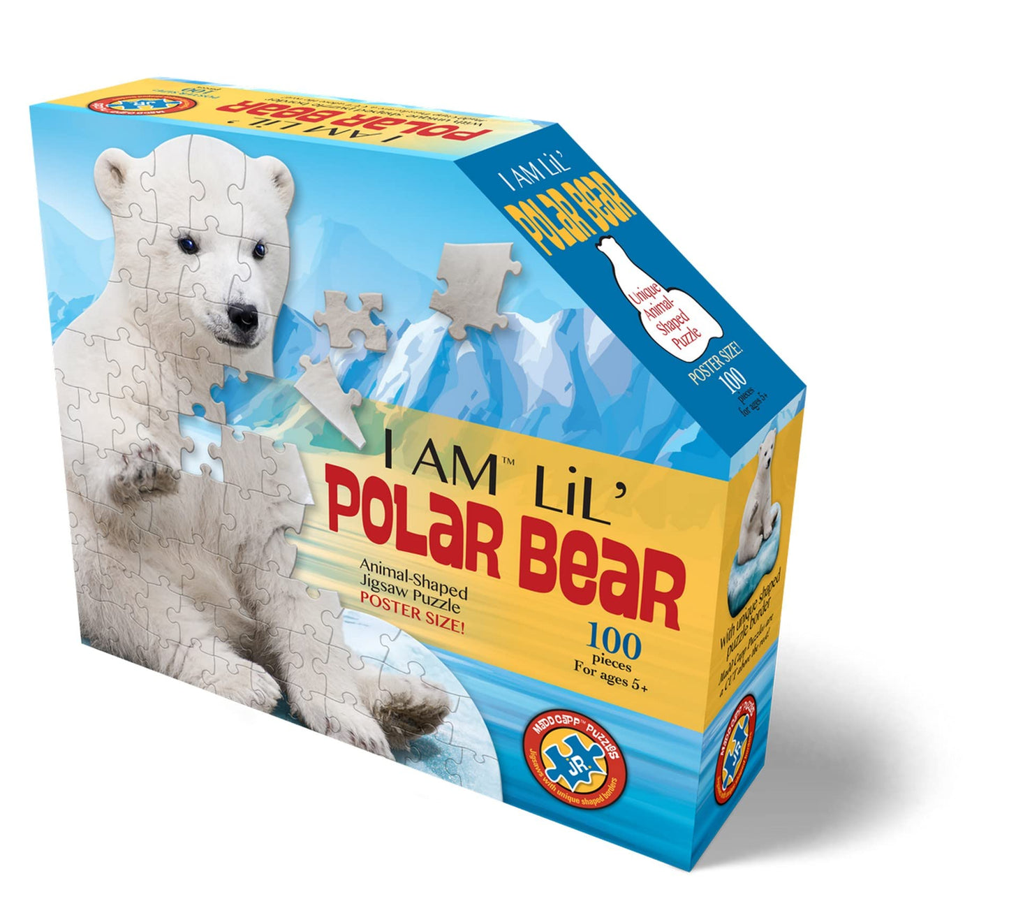 Madd Capp Puzzles Jr. I AM Lil’ Polar Bear – 100-Piece Animal-Shaped Puzzle